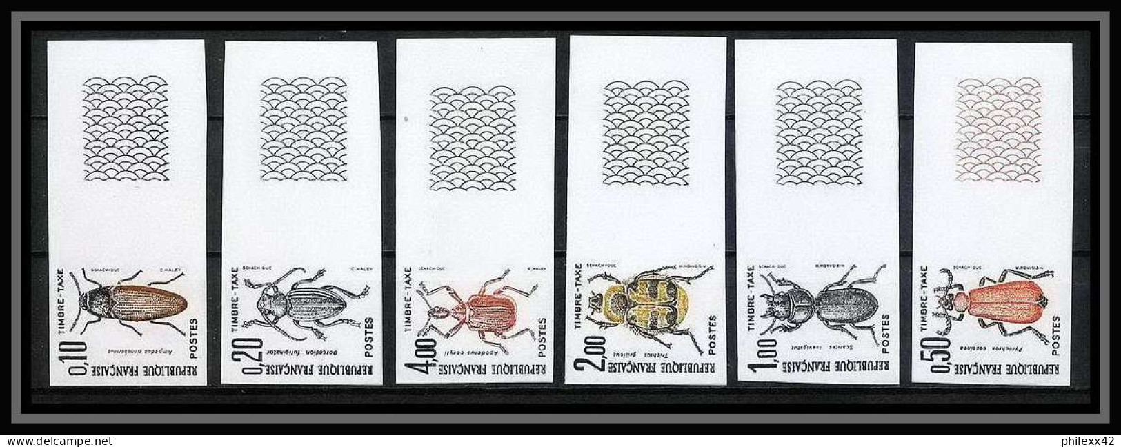 France Taxe N°103/108 Insectes Coleopteres Beetle Insects Non Dentelé ** MNH (Imperf) - 1981-1990