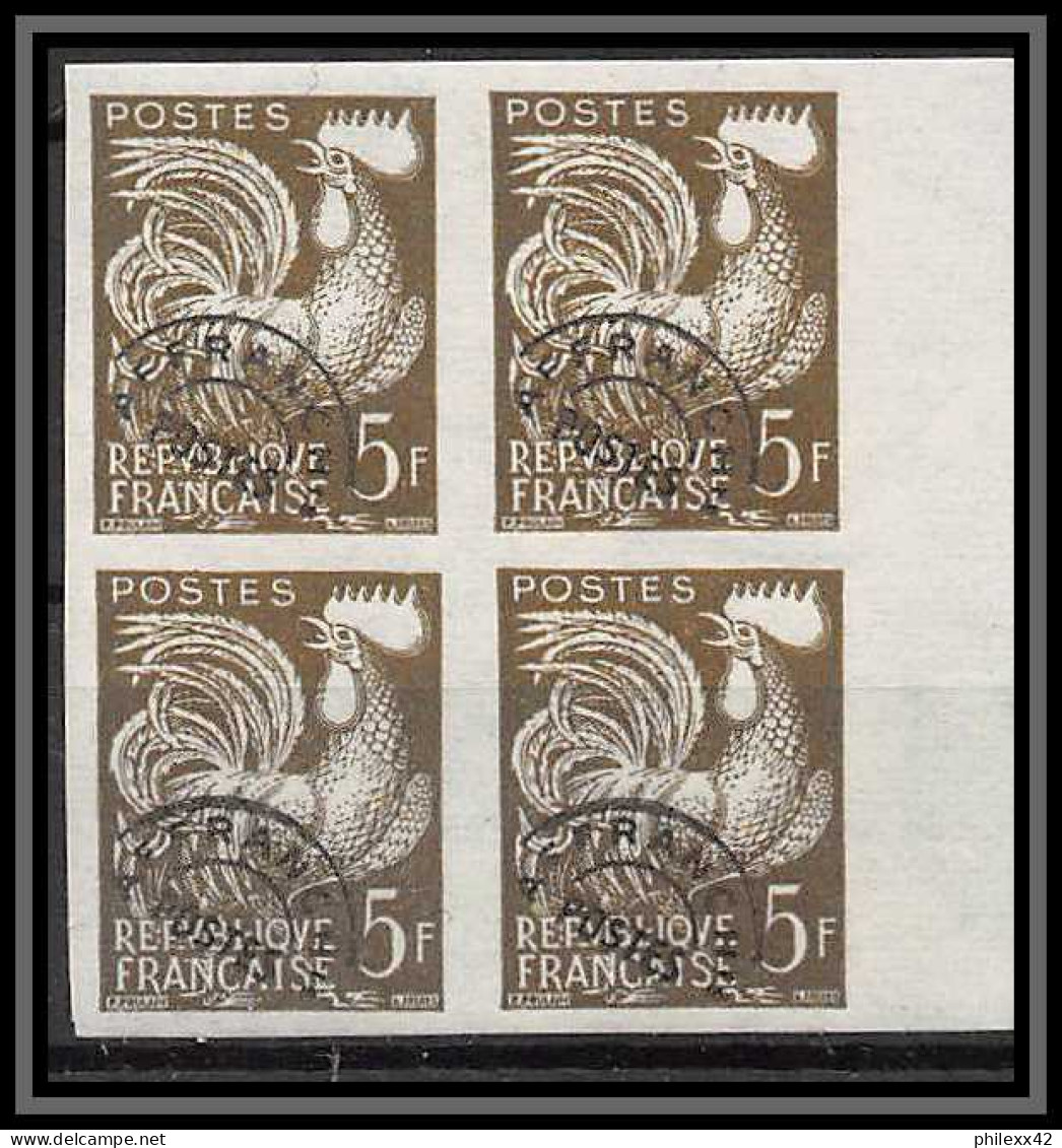 France Préoblitere PREO N°107 Bloc De 4 Coq Gaulois (french Rooster) Non Dentelé ** MNH (Imperf) - 1951-1960