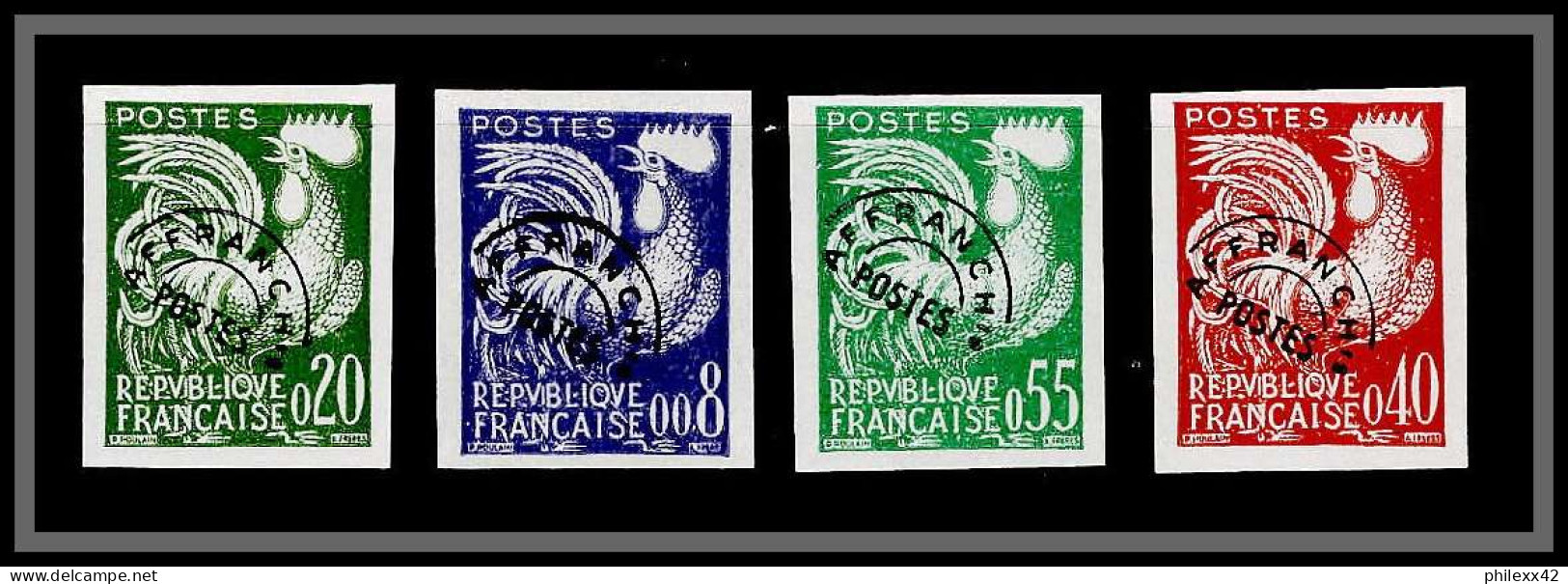 France Préoblitere PREO N°119 / 122 PROMO Coq Gaulois (french Rooster) Non Dentelé ** MNH Imperf Cote 100 - 1953-1960