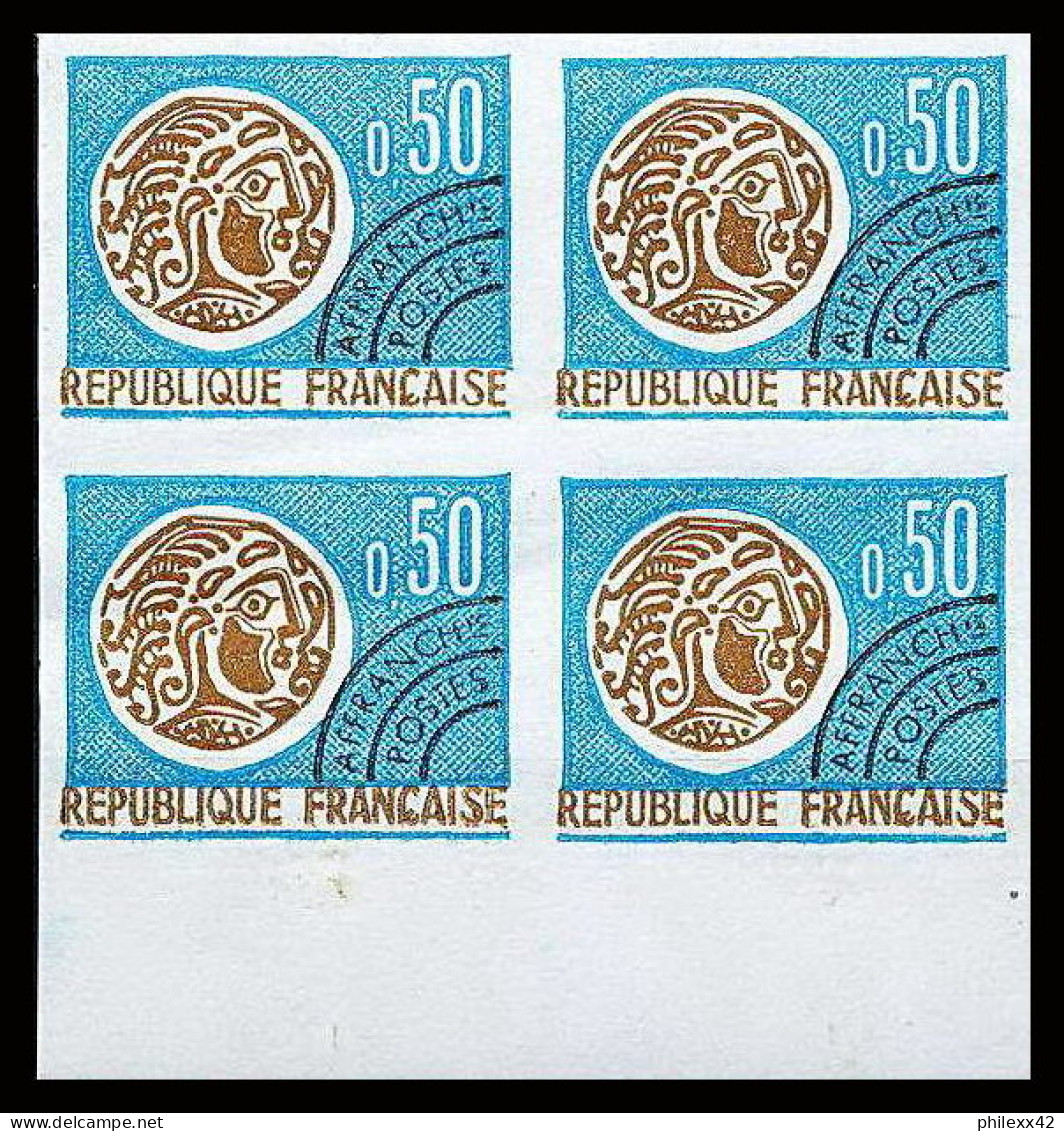 France Préoblitere PREO N°128 Bloc 4 Monnaie Gauloise (coin) Non Dentelé ** MNH (Imperf) - 1961-1970