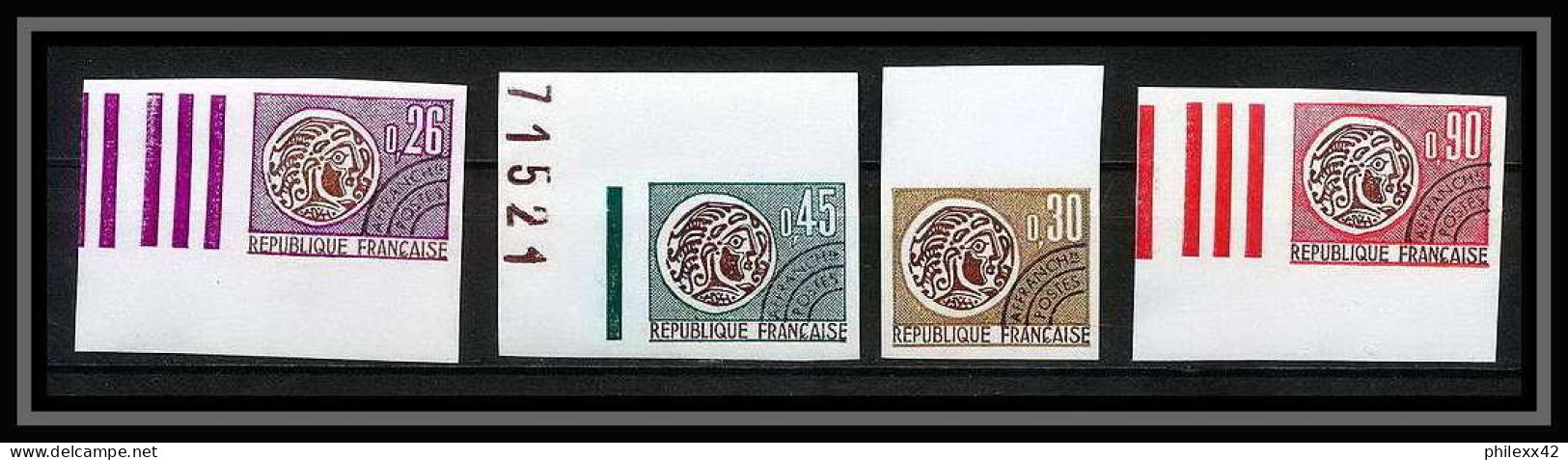 France Préoblitere PREO N°130 / 133 Monnaie Gauloise (coin) Non Dentelé ** MNH (Imperf) Coin De Feuille - 1971-1980