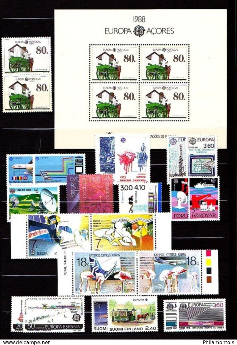 EUROPA - Année 1988 - Complet Avec Blocs - Neufs N** - Cote : 317 Eur. - Très Beaux - 1988