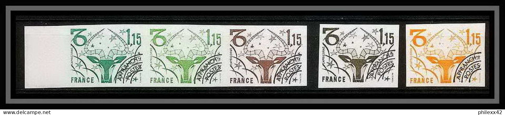 France Préoblitere PREO N°152 Capricorne Signe Du Zodiaque Zodiac Sign Lot De 5 Essai Proof) Non Dentelé (imperf ** - Essais De Couleur 1945-…