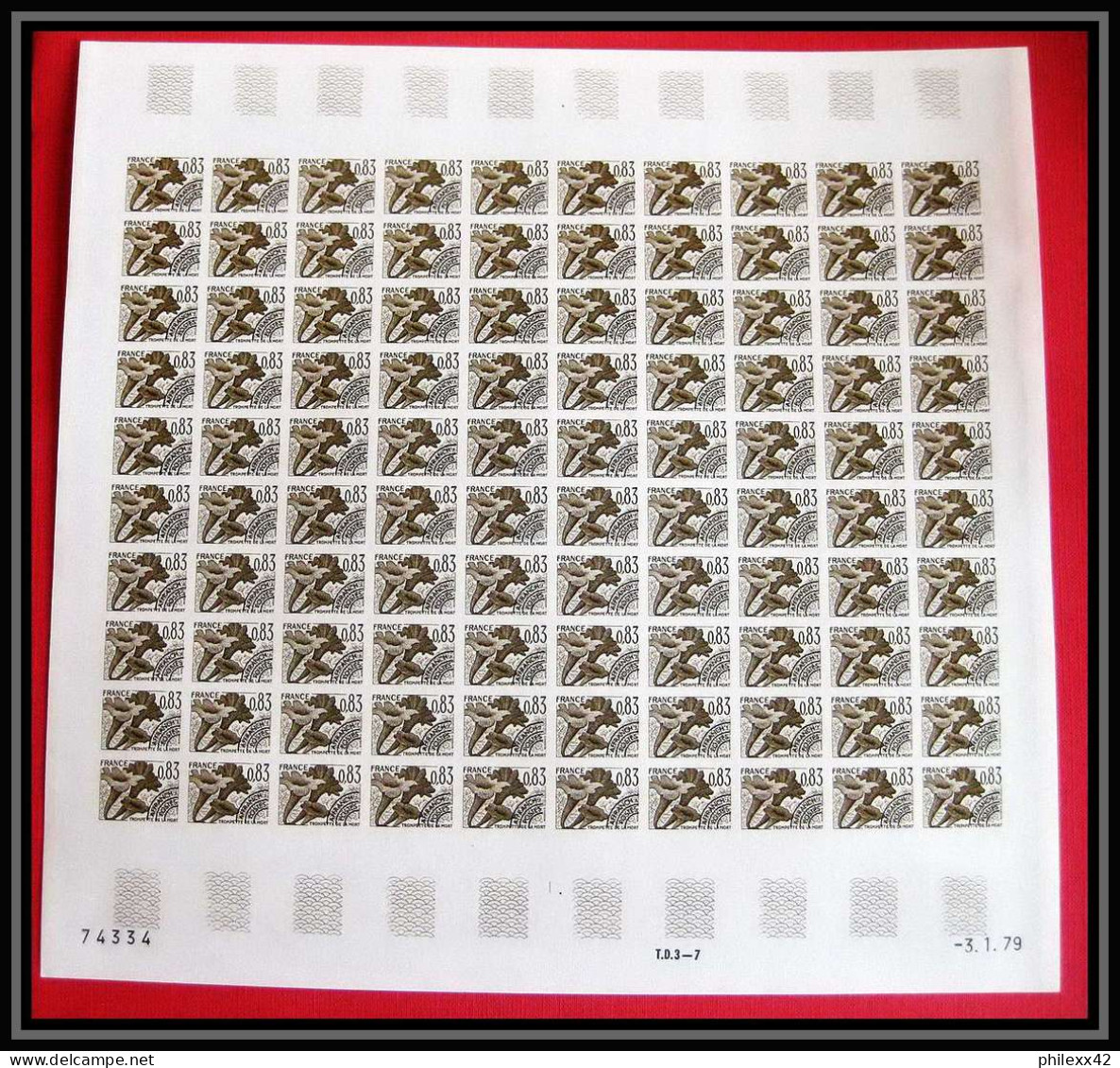 France Préoblitere PREO N°158/161 Champignons Mushroom Funghi Non Dentelé ** MNH Imperf Feuille Sheet Cote 12000.00 - 1971-1980