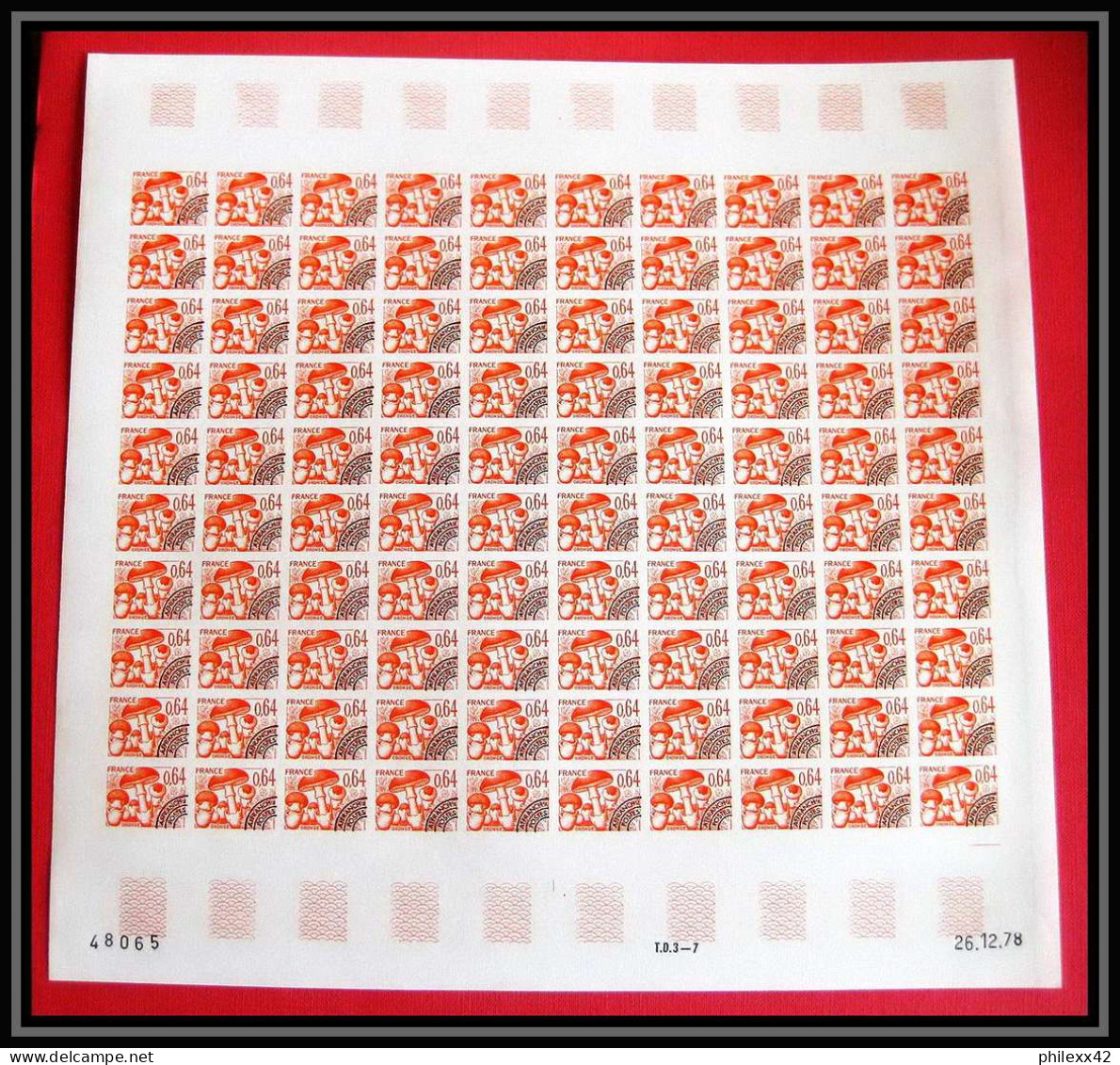 France Préoblitere PREO N°158/161 Champignons Mushroom Funghi Non Dentelé ** MNH Imperf Feuille Sheet Cote 12000.00 - 1971-1980