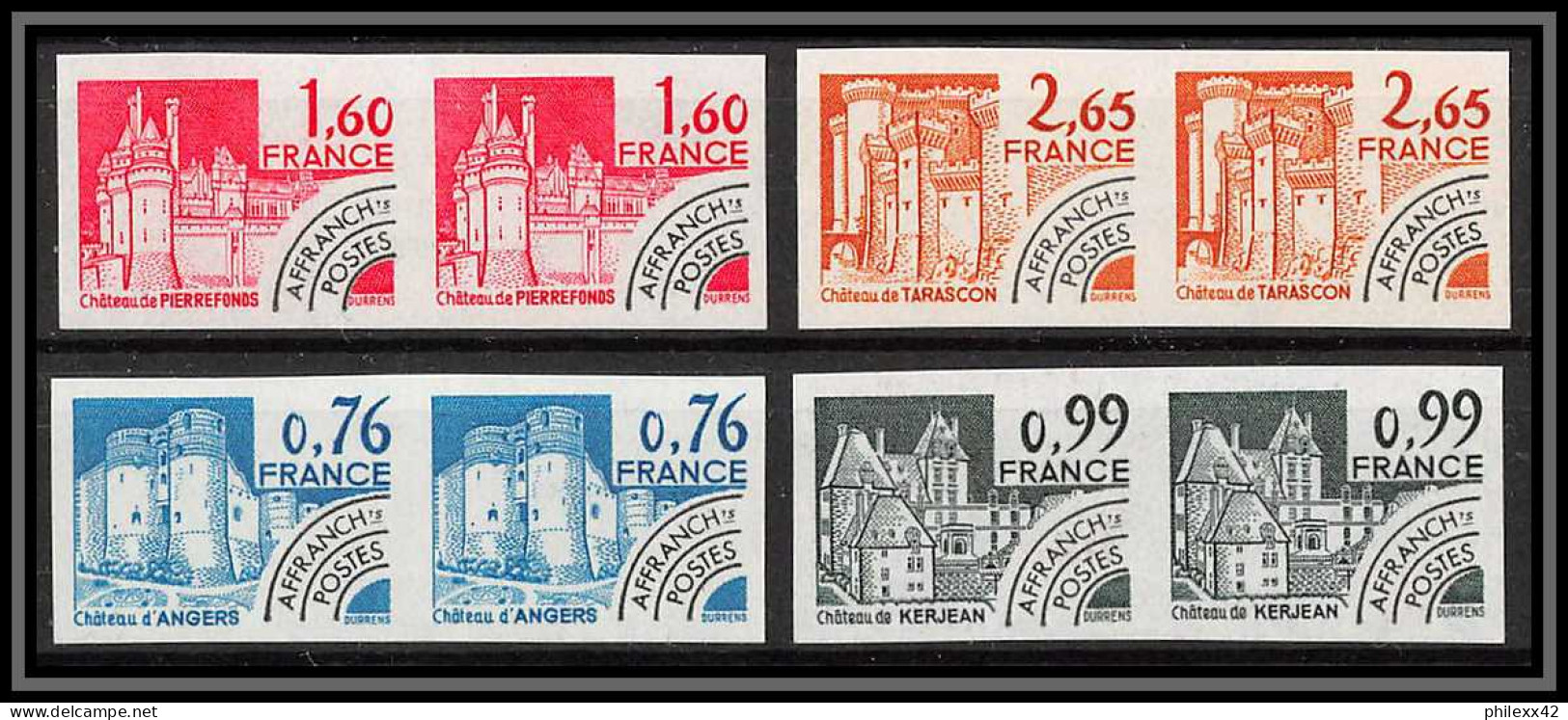 France Préoblitere PREO N°166 / 169 Monuments Chateaux Castle Non Dentelé ** MNH (Imperf) Paire - Essais De Couleur 1945-…