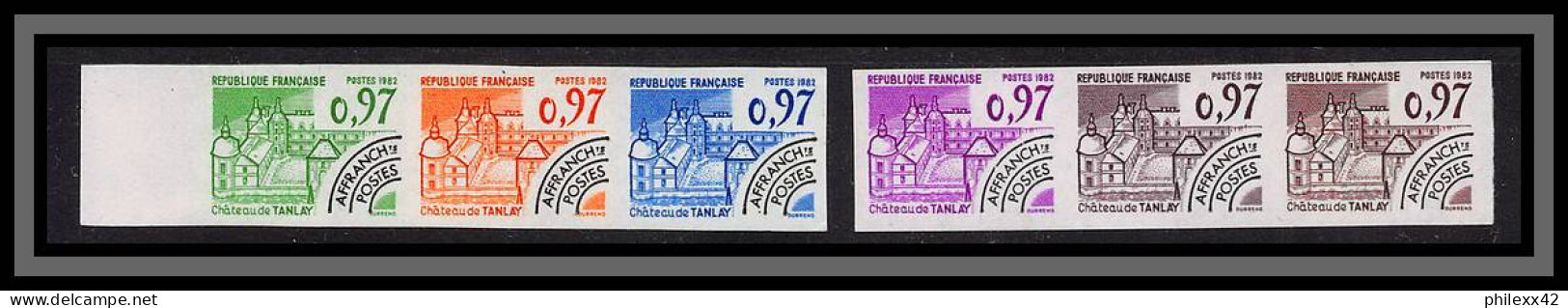 France Préoblitere PREO N°174 Chateau Tanlay Yonne Castle Lot De 6 Essai (trial Proof) + Non Dentelé Imperf ** - Color Proofs 1945-…