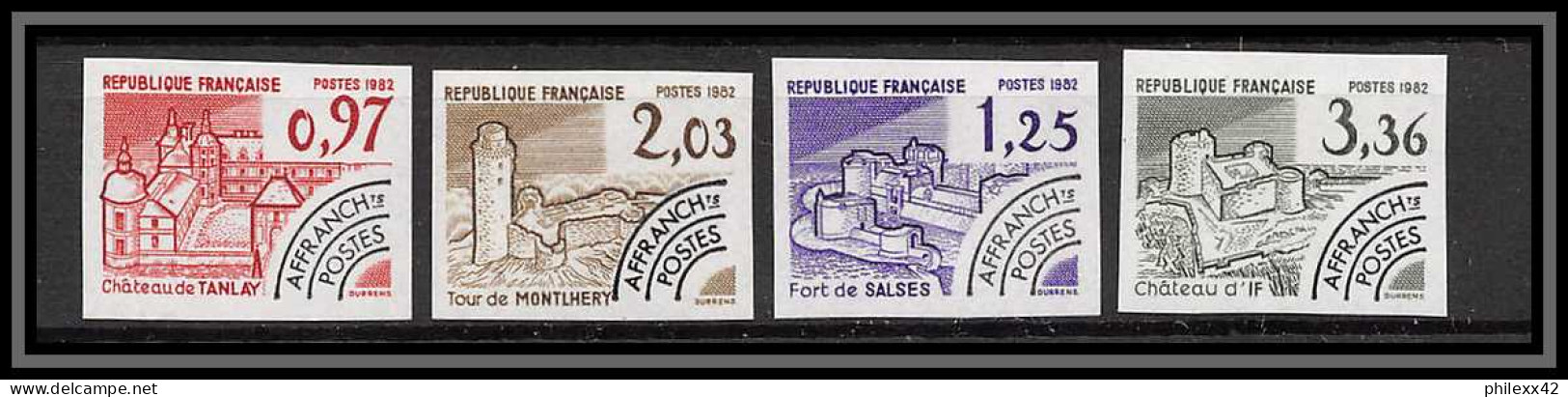 France Préoblitere PREO N°174/177 Monument Chateau Castle Non Dentelé ** MNH (Imperf) Essai Proof 1982 - Color Proofs 1945-…