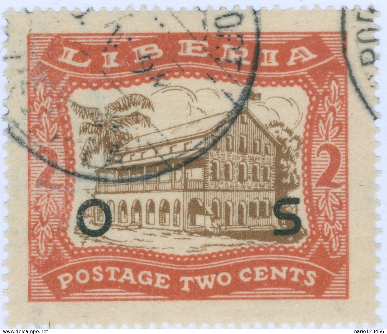 LIBERIA, PAESAGGI, LANDSCAPE, 1923, FRANCOBOLLI USATI Mi:LR D136, Scott:LR O142, Yt:LR S134 (0,60) - Liberia
