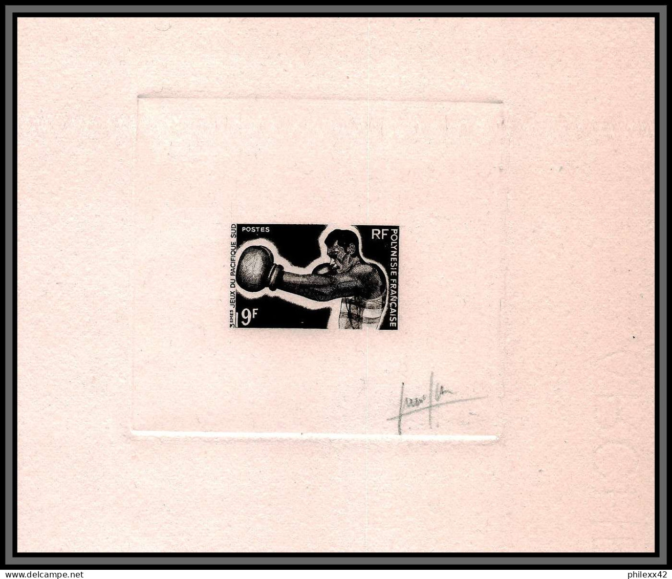 268/ Epreuve D'artiste Artist Proof Polynesie (Polynesia) Y&t 66 Boxe (boxing) Signé Signed - Imperforates, Proofs & Errors