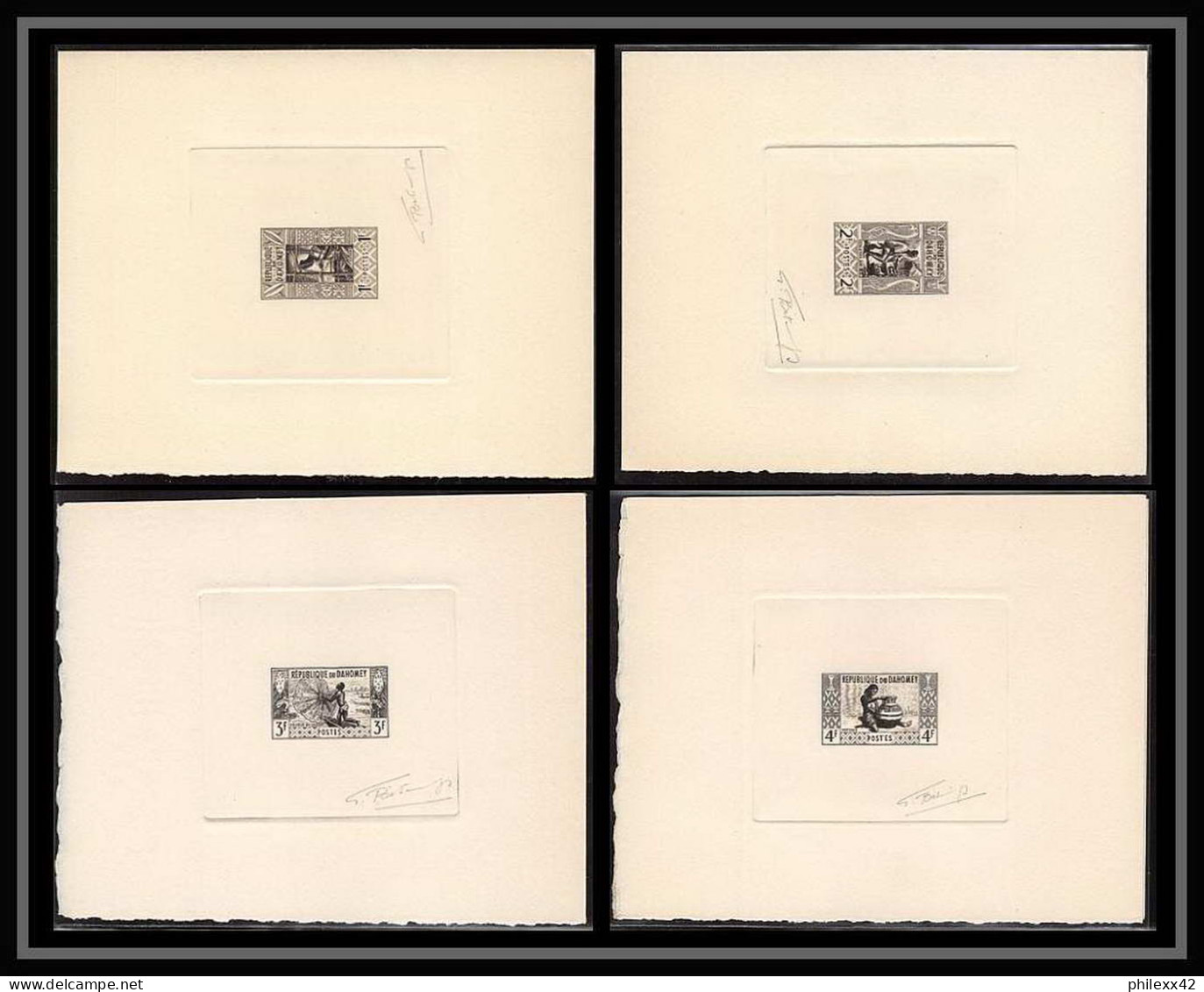 461a/ 4 Epreuve D'artiste (artist Proof) PROMO Dahomey - 1961 - Y&t 159 / 162 Artisanat Signe (signed Autograph) Betemps - Other & Unclassified