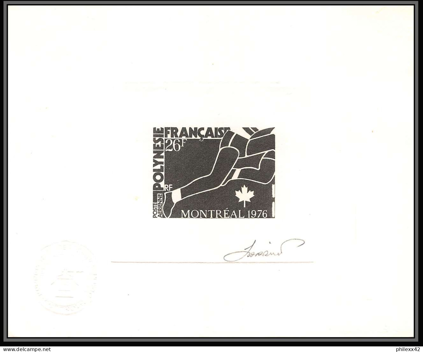 661 Epreuve D'artiste Artist Proof Polynesie 110/112 Jeux Olympiques Olympic Games Montreal 76 Signe (signed Autograph) - Imperforates, Proofs & Errors