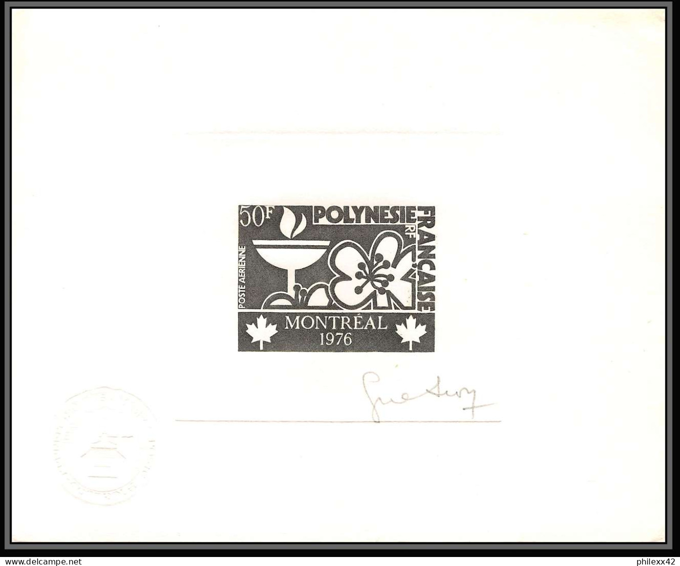 661 Epreuve D'artiste Artist Proof Polynesie 110/112 Jeux Olympiques Olympic Games Montreal 76 Signe (signed Autograph) - Geschnittene, Druckproben Und Abarten