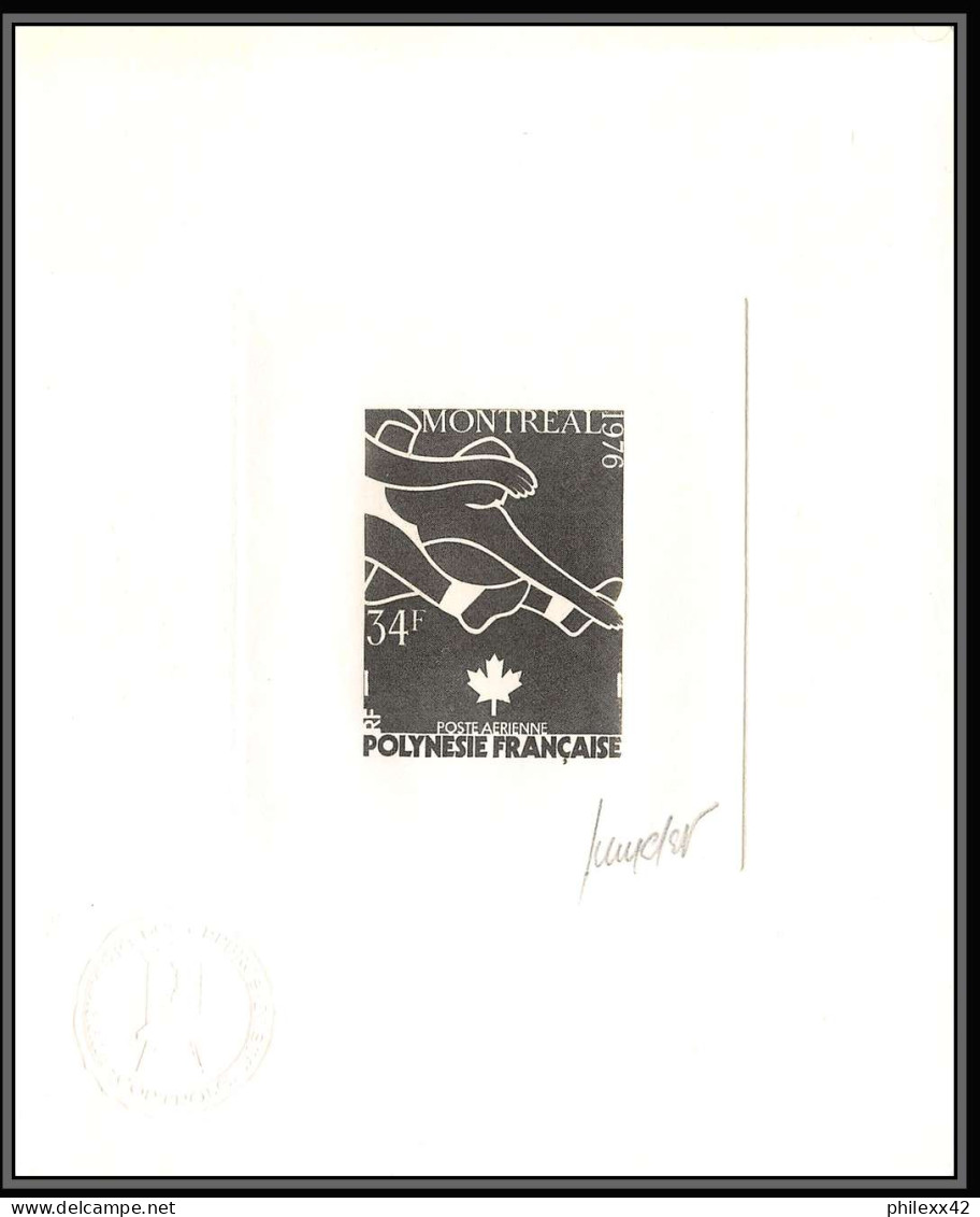 661 Epreuve D'artiste Artist Proof Polynesie 110/112 Jeux Olympiques Olympic Games Montreal 76 Signe (signed Autograph) - Sin Dentar, Pruebas De Impresión Y Variedades