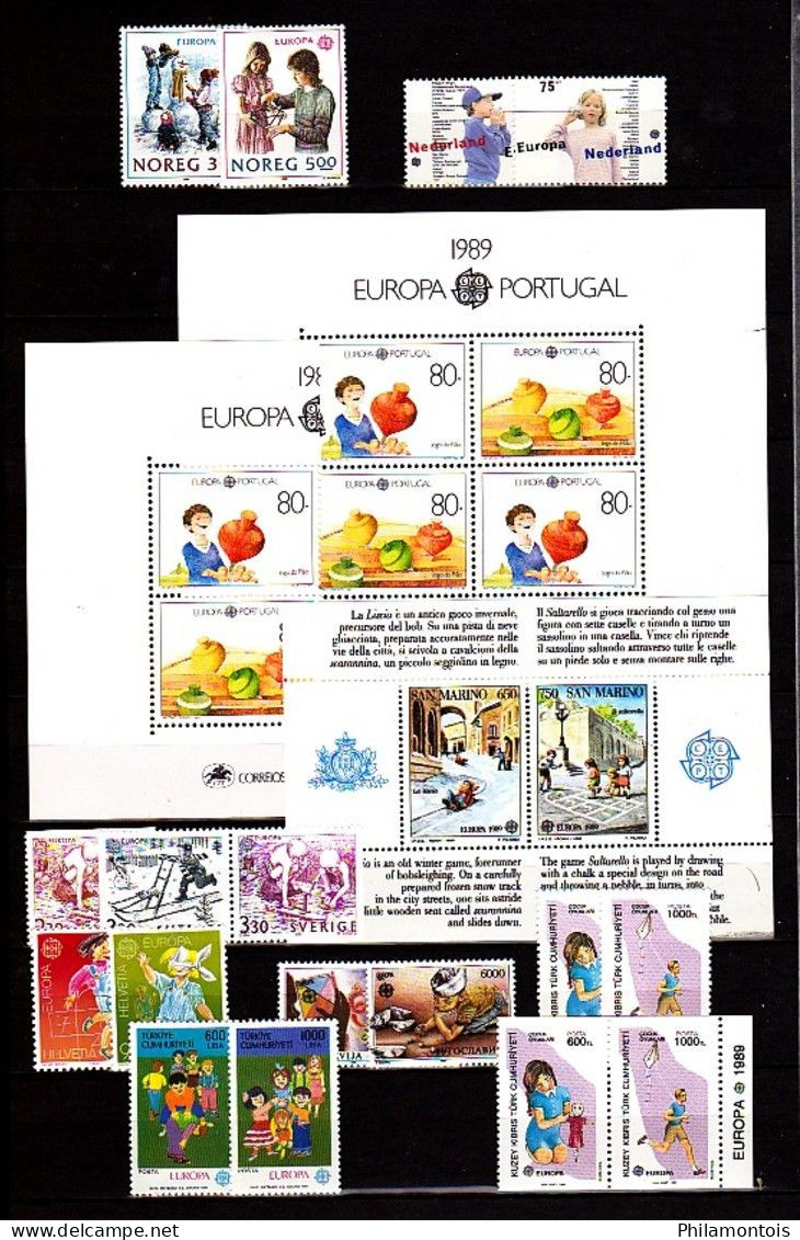 EUROPA - Année 1989 - Complet Avec Blocs - Neufs N** - Cote : 300 Eur. - Très Beaux - 1989