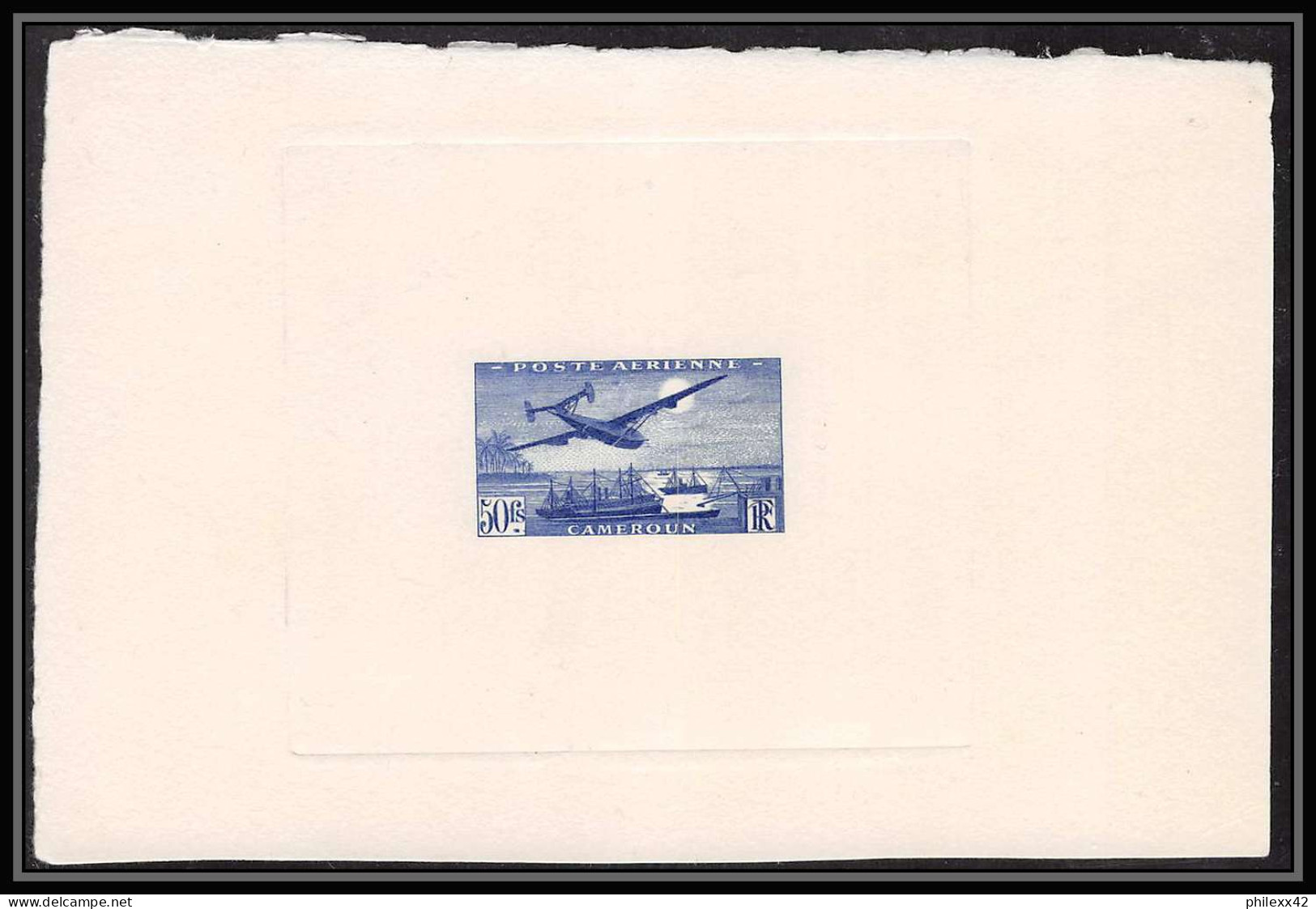 2154 Cameroun (cameroon) Poste Aerienne (pa) N°11 50frcs Bleu Aviation Epreuve D'artiste Artist Proof - Luftpost