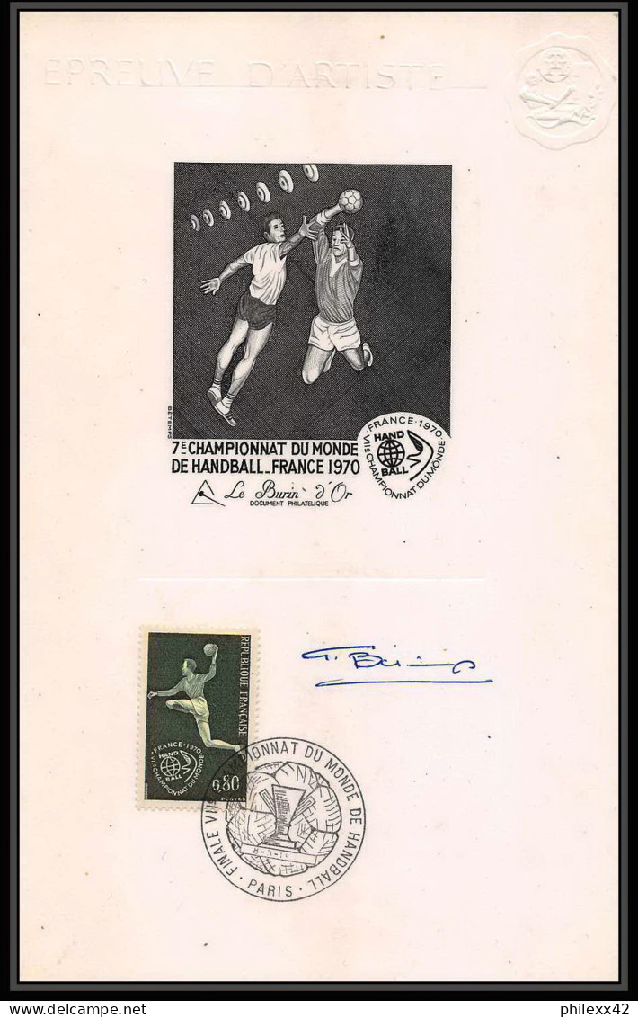 2364a N°1629 Championnat Du Monde De Handball 1970 France Lot De 4 Epreuve D'artiste Artist Proof Signe Signed  - Pallamano