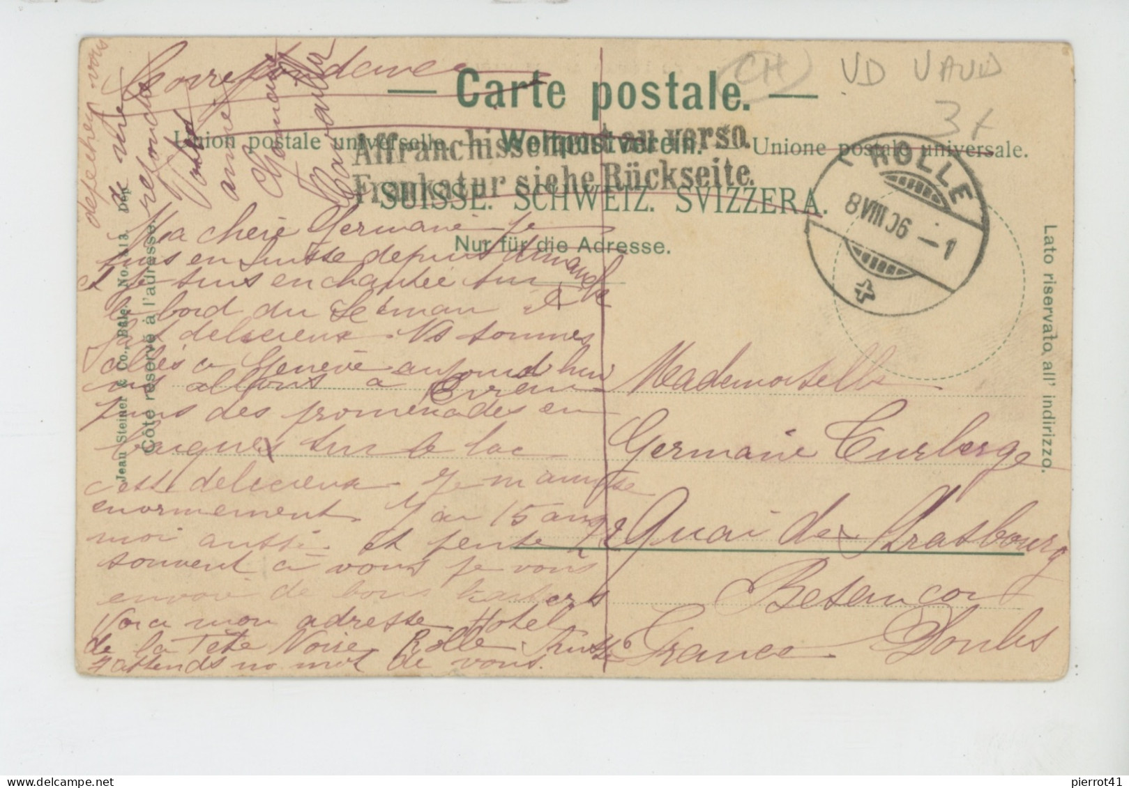 SUISSE - VAUD - Barque Du Léman Et Grammont - Carte Postée à ROLLE En 1906 - Rolle