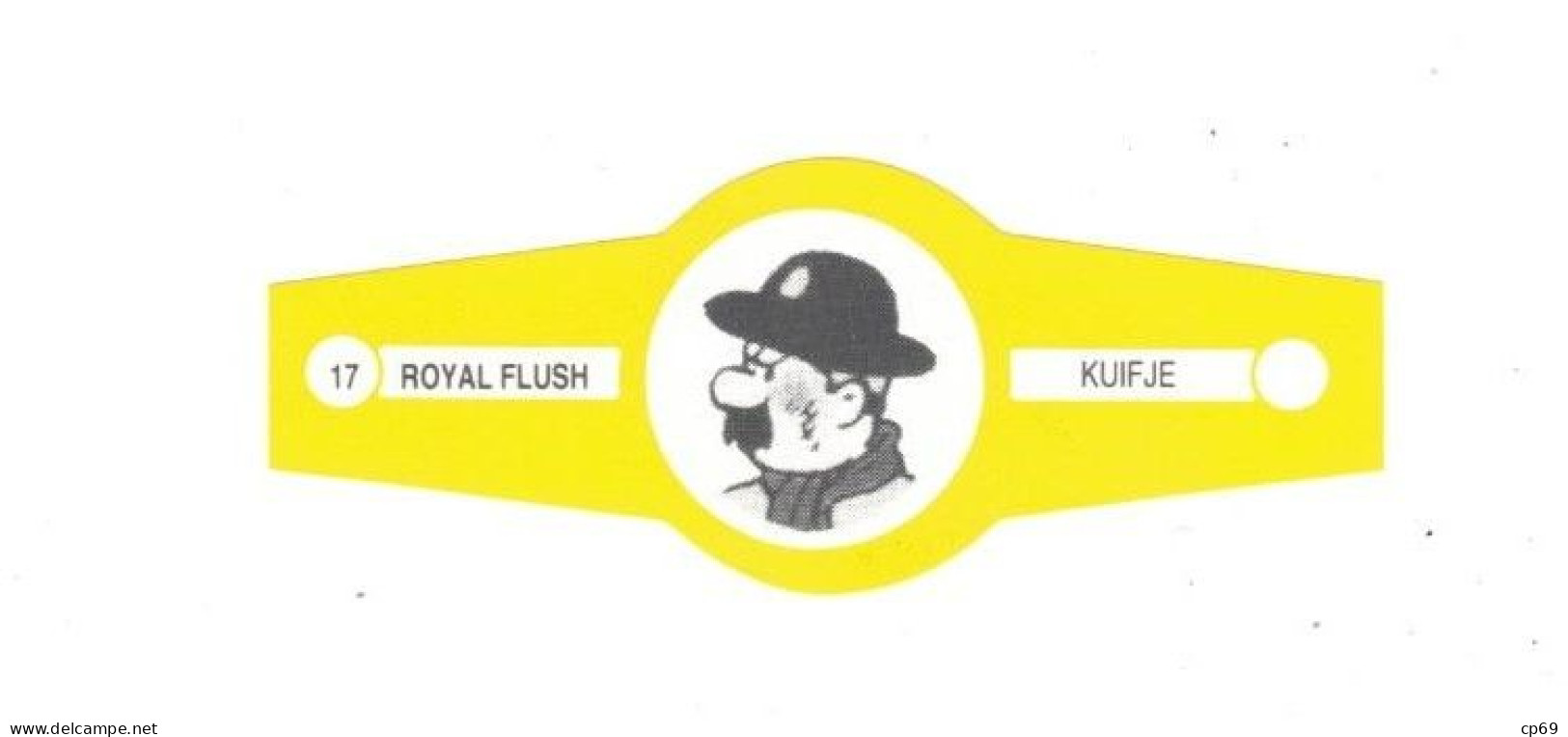 17) Bague De Cigare Série Tintin Jaune Blanche Royal Flush Kuifje Dupond Où Dupont Détective En Superbe.Etat - Oggetti Pubblicitari
