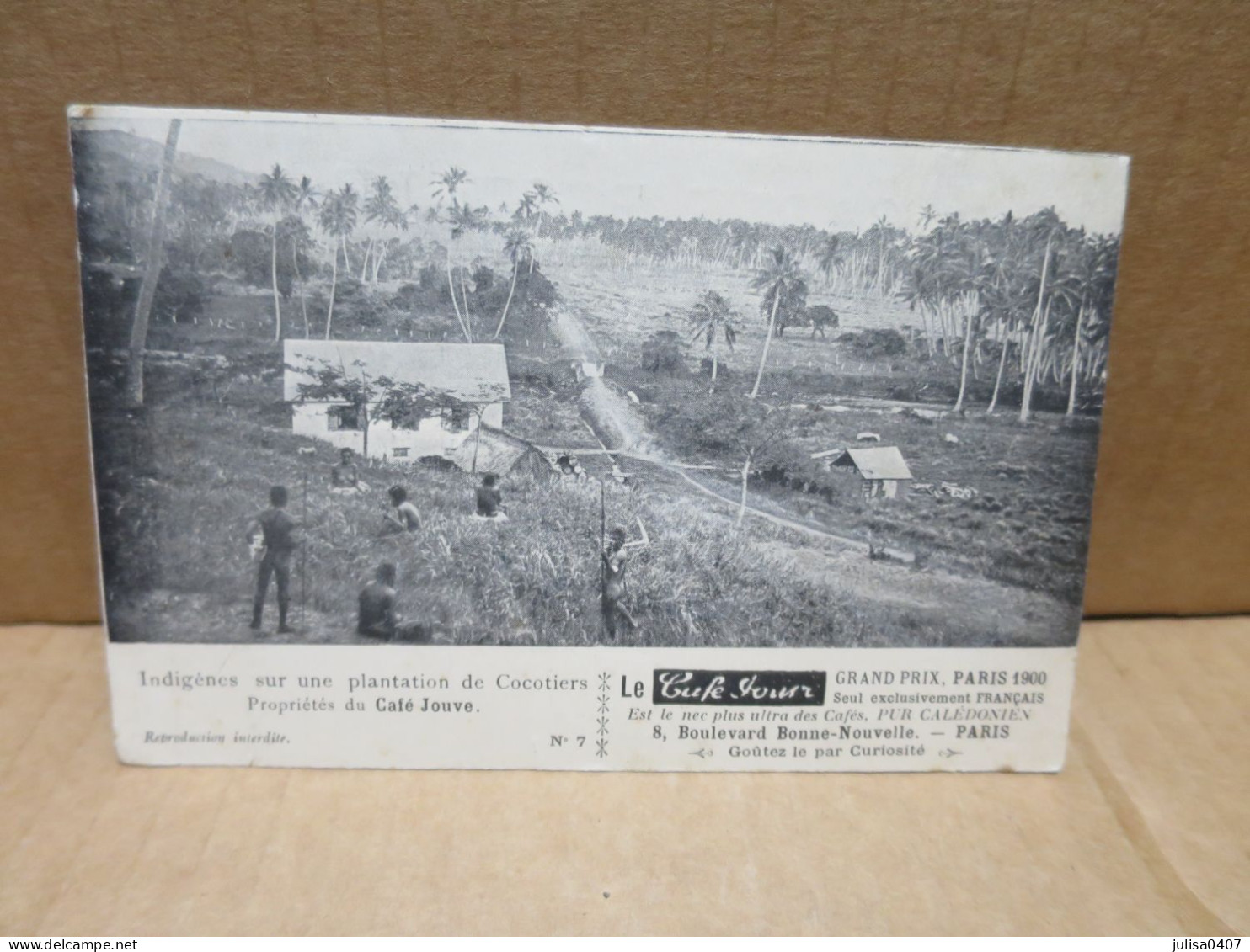 NOUVELLE CALEDONIE Carte Publicitaire Café Jouve Indigènes Sur Une Plantation De Cocotiers - Nouvelle Calédonie