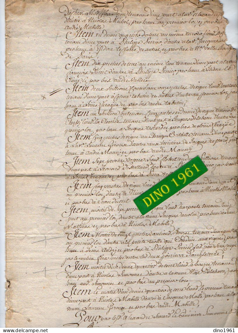 VP22.977 - Cachet De Généralité De PARIS / LAGNY - Acte De 1750 - Partage - Succession SCOCARD De CHESSY ( 77 ) - Algemene Zegels