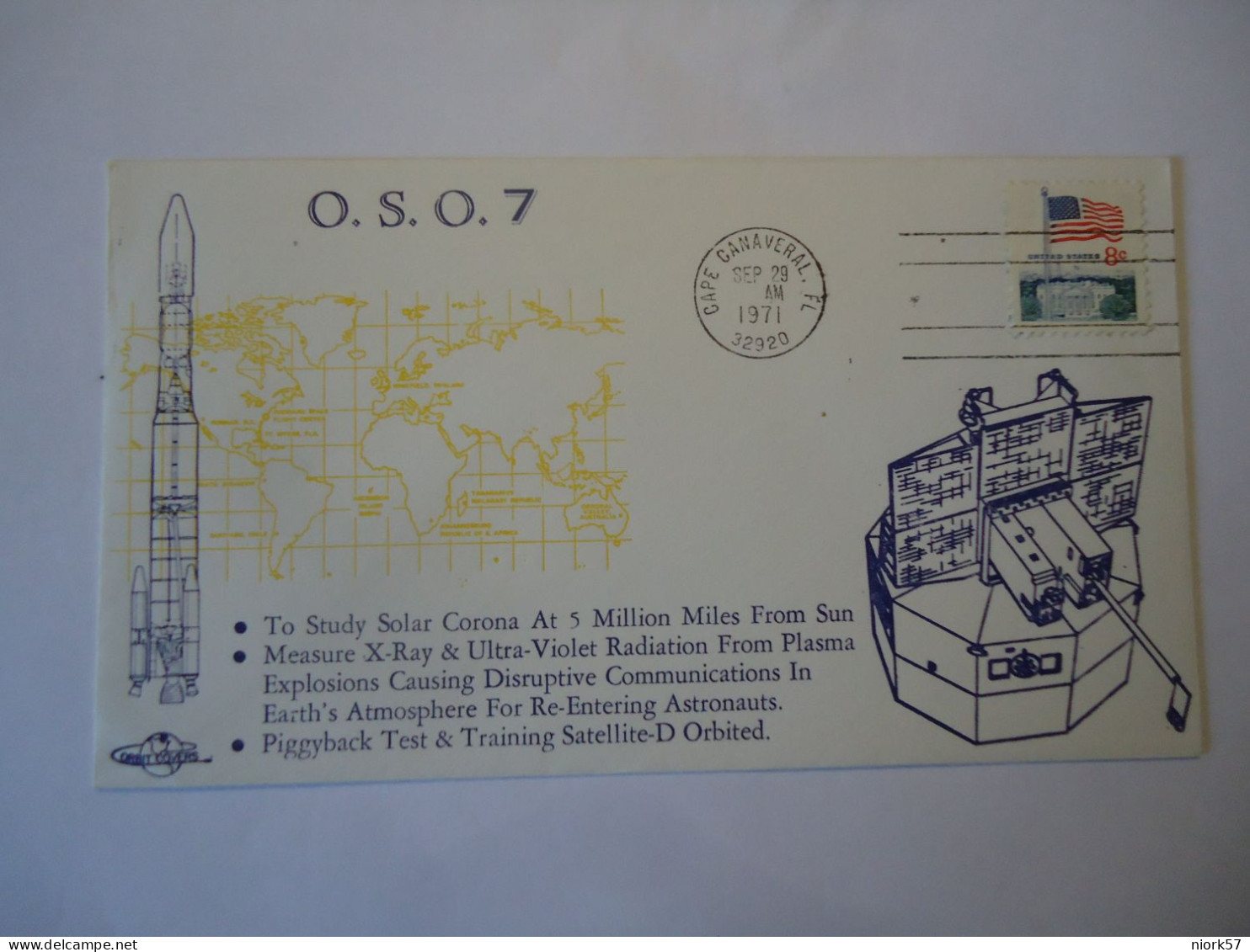 UNITED   STATES   COVER   O.S.O.7 1971 SPACE    CANAVERAL - Autres & Non Classés