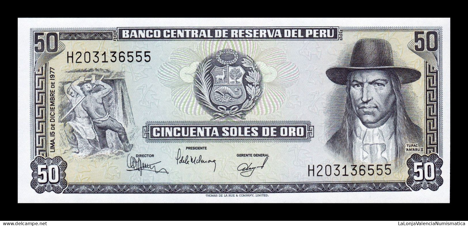 Perú 50 Soles De Oro 1977 Pick 113 Sc Unc - Peru