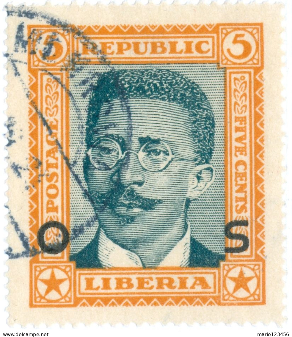 LIBERIA, PRESIDENT DUNBAR BRURGESS KING, 1923, FRANCOBOLLI USATI Mi:LR D138, Scott:LR O144, Yt:LR S136 - Liberia