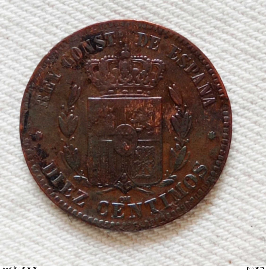 Spagna Alfonso XII 10 Centesimi 1877OM - Eerste Muntslagen