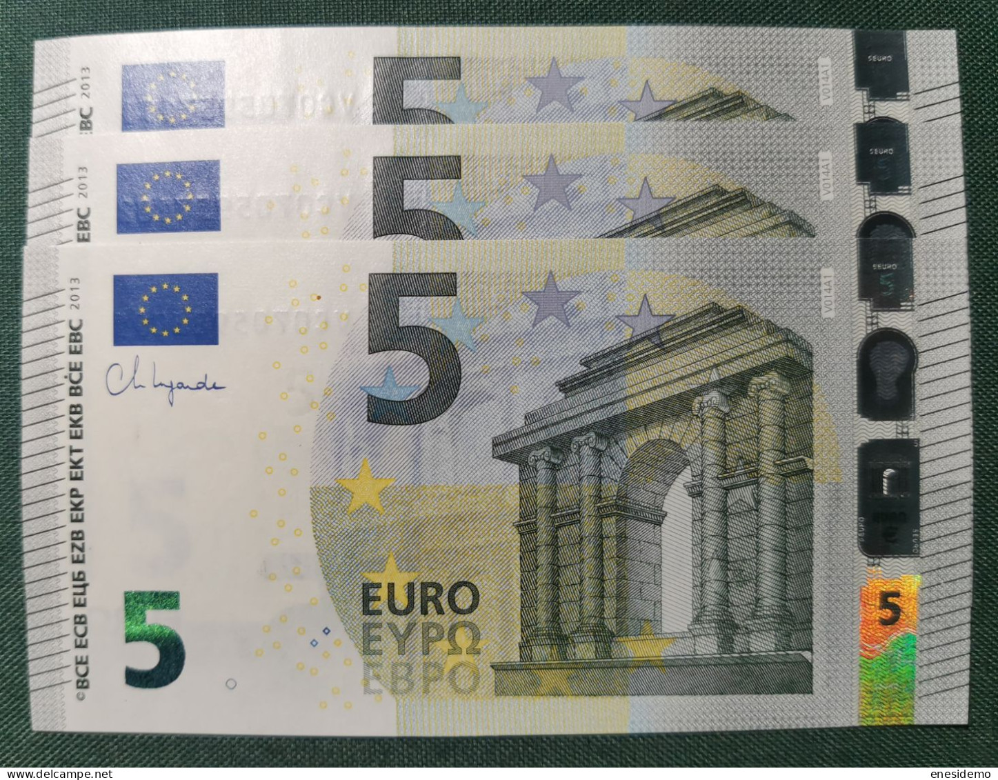 5 EURO SPAIN 2013 LAGARDE V014A1 VC CORRELATIVE TRIO SC FDS UNCIRCULATED PERFECT - 5 Euro