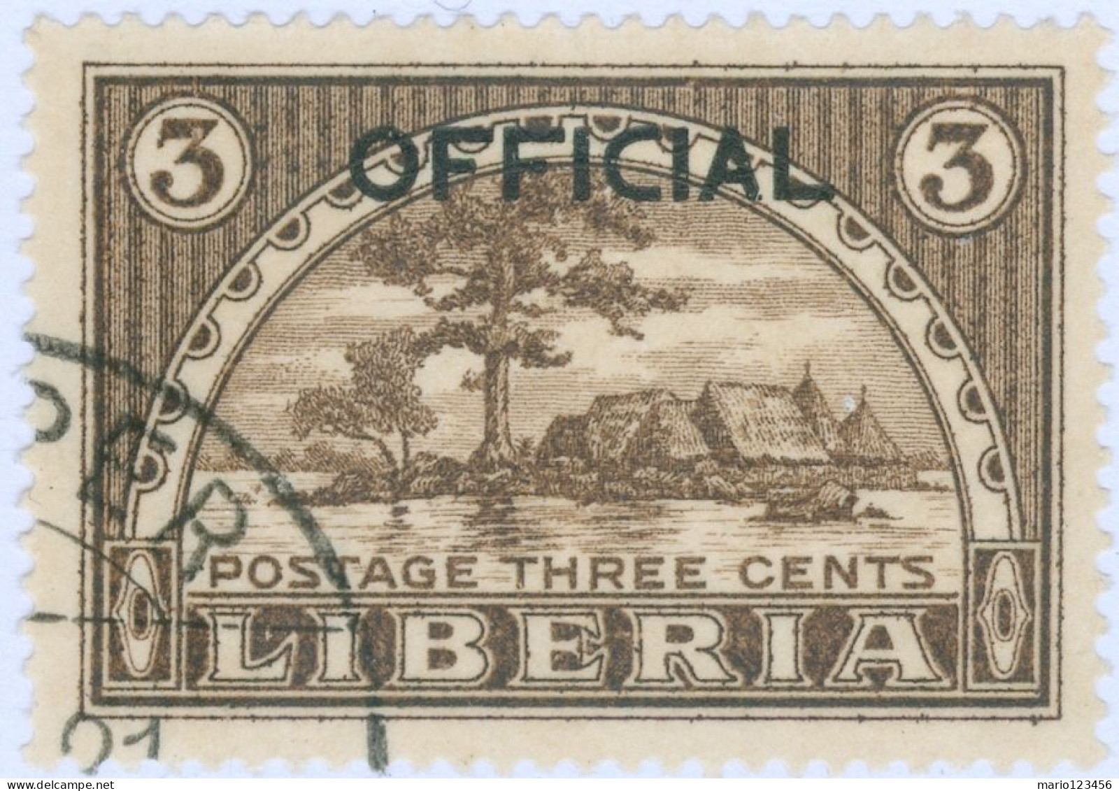 LIBERIA, PAESAGGI, LANDSCAPE, 1920, FRANCOBOLLI USATI Mi:LR D111, Scott:LR O118, Yt:LR S110 - Liberia