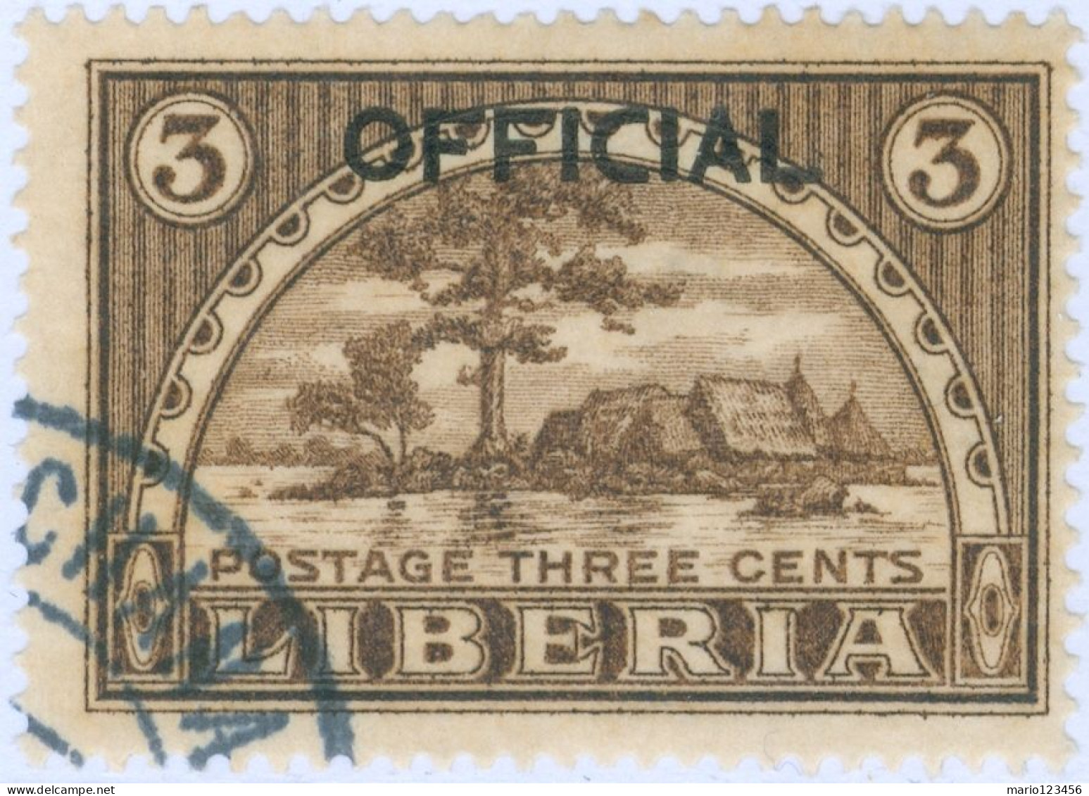 LIBERIA, PAESAGGI, LANDSCAPE, 1920, FRANCOBOLLI USATI Mi:LR D111, Scott:LR O118, Yt:LR S110 - Liberia