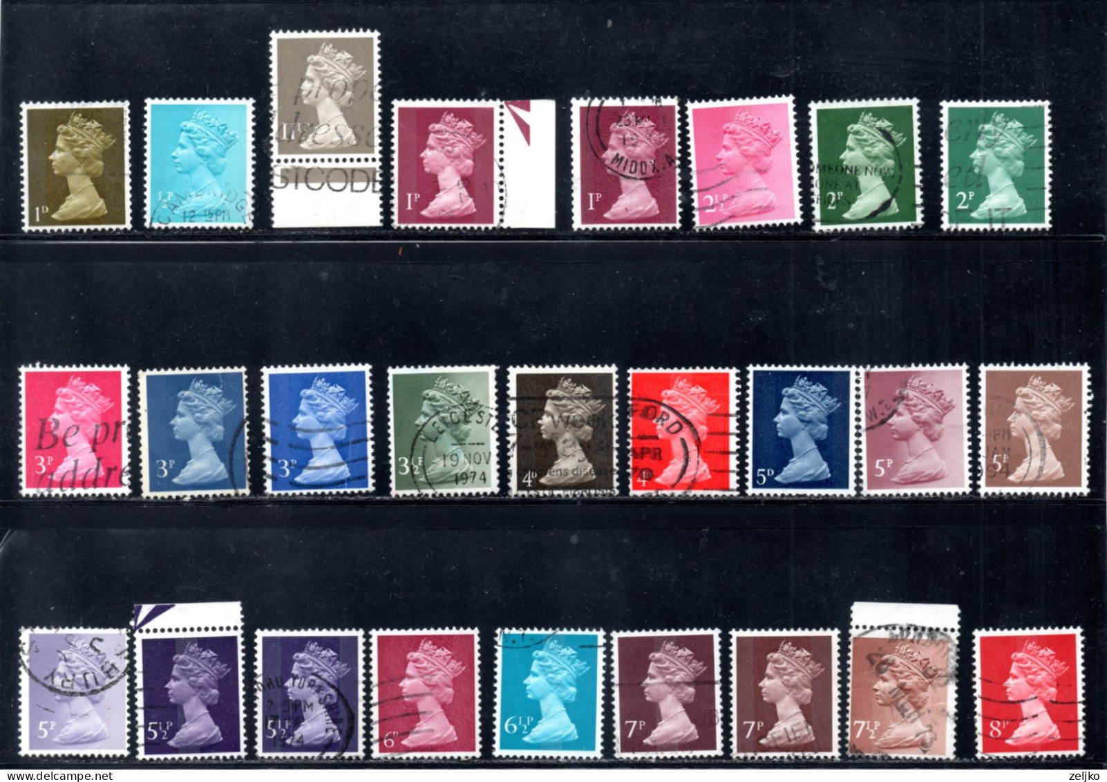 *** UK, GB, Great Britain, Used,  Queen Elizabeth, 70 Stamps, Colors, Phosfor - Other & Unclassified