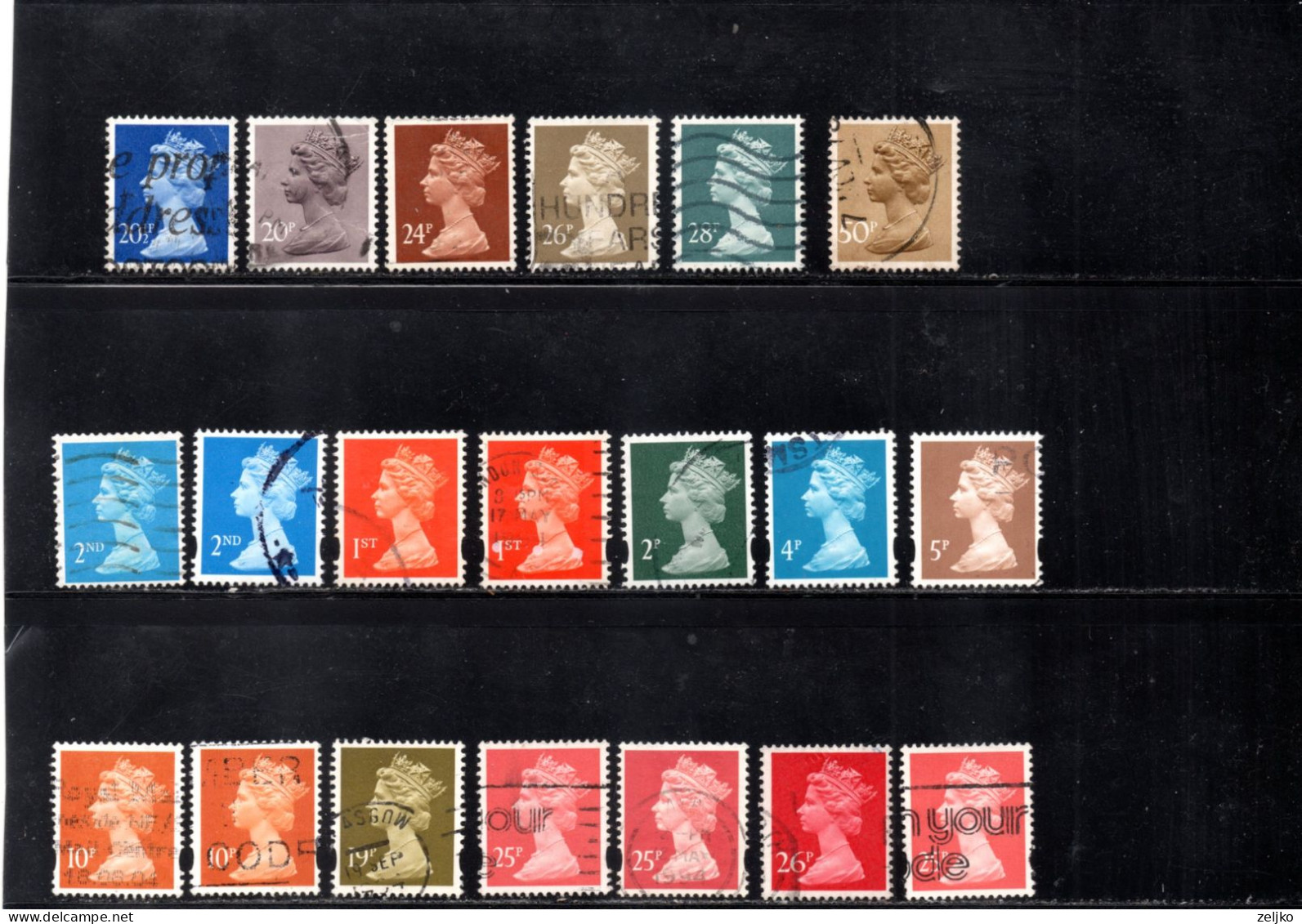 *** UK, GB, Great Britain, Used,  Queen Elizabeth, 70 Stamps, Colors, Phosfor - Autres & Non Classés