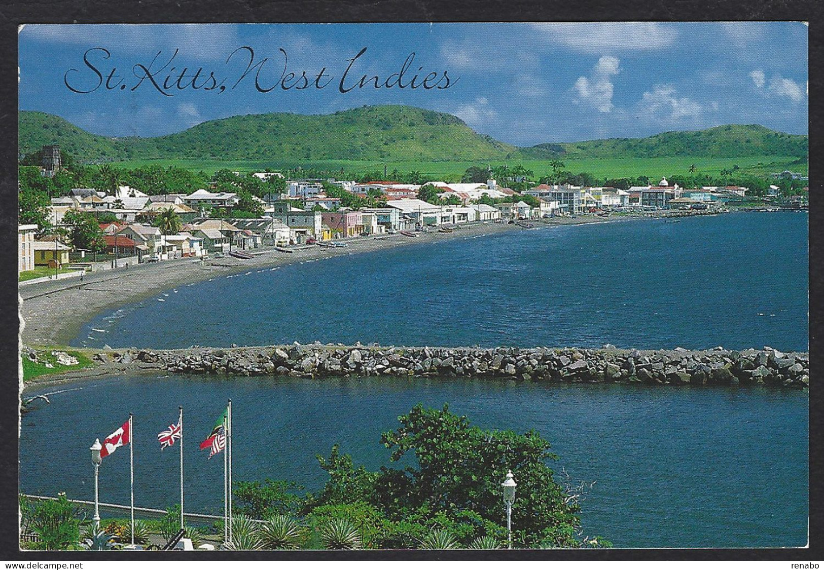 Antille - St. Kitts, West Indies 1993; Green Hills And Blue Ocean In Basseterre, Colline Verdi Oceano Blu; To Italy. - Saint-Christophe-et-Niévès