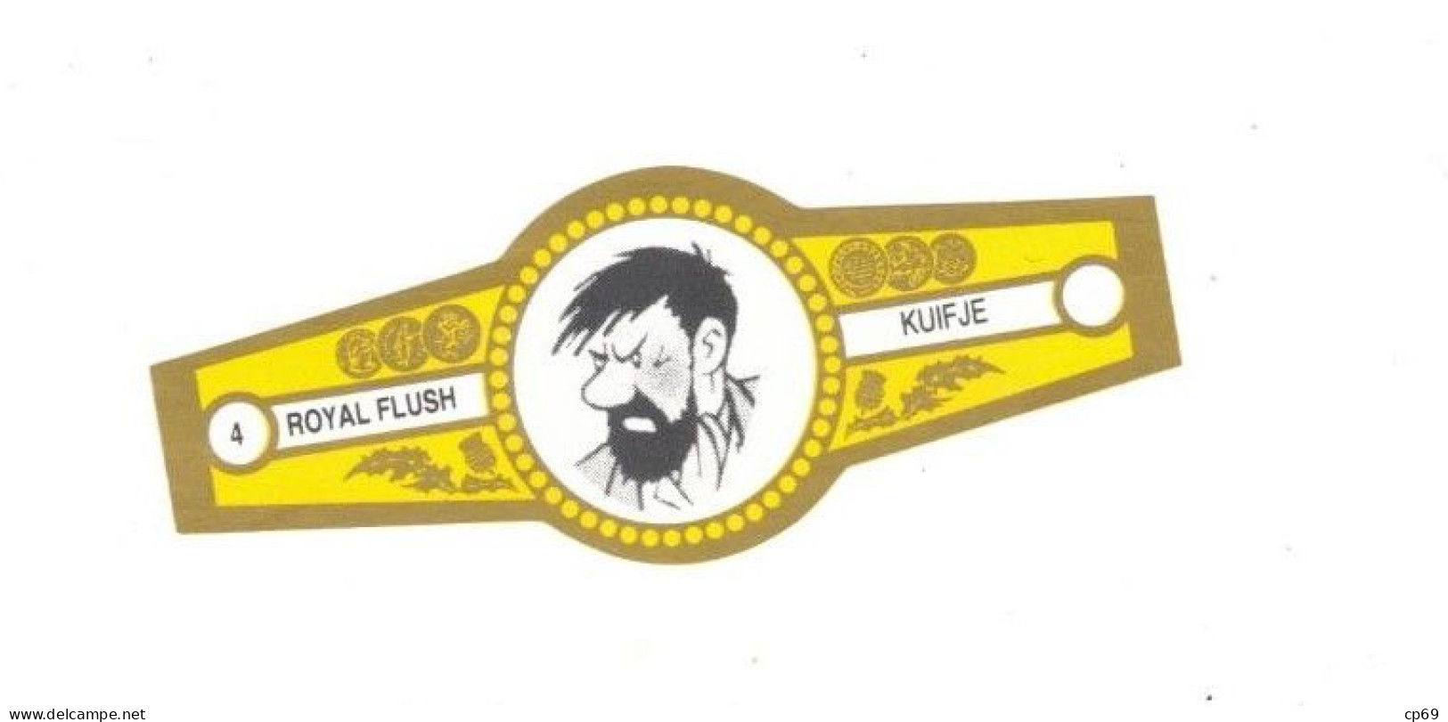 4) Bague De Cigare Série Tintin Jaune Dorée Royal Flush Kuifje Capitaine Haddock En Superbe.Etat - Objets Publicitaires