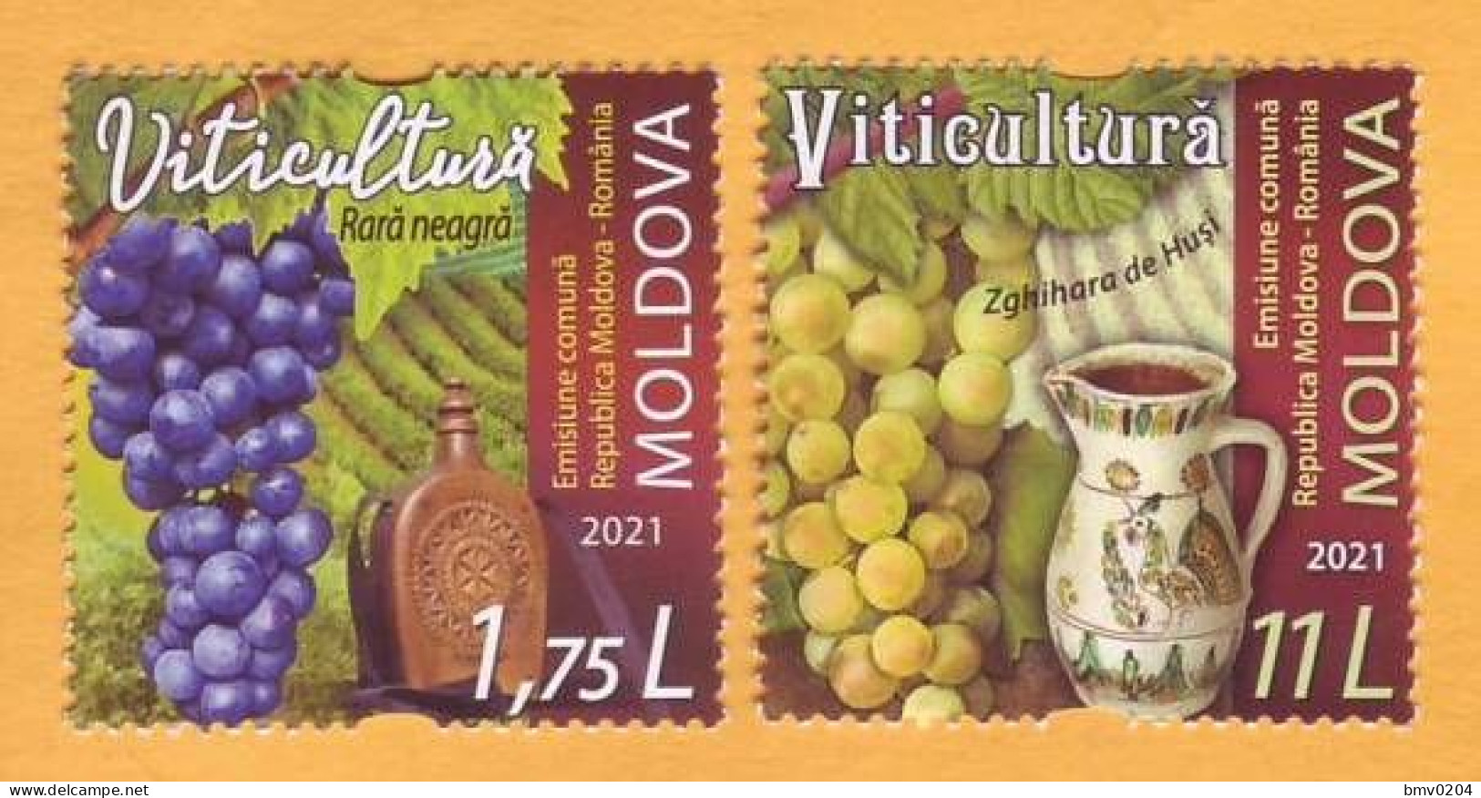 2021 Moldova Moldavie  ”Viticulture.” Joint Issue Republic Of Moldova-Romania.” Wine, Grapes, Nature 2v Mint - Emissions Communes
