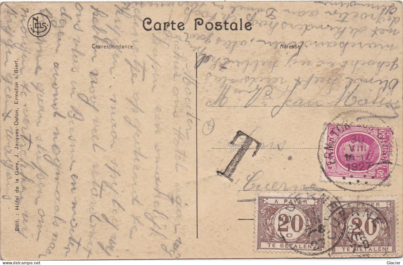 Ermeton S/ Biert - Hotel De La Gare - Timbres Taxes - Mettet