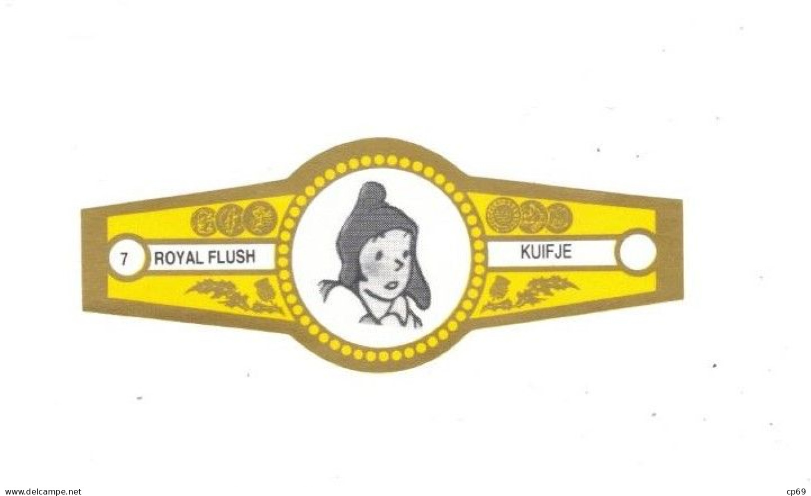 7) Bague De Cigare Série Tintin Jaune Dorée Royal Flush Kuifje Zorrino En Superbe.Etat - Advertentie