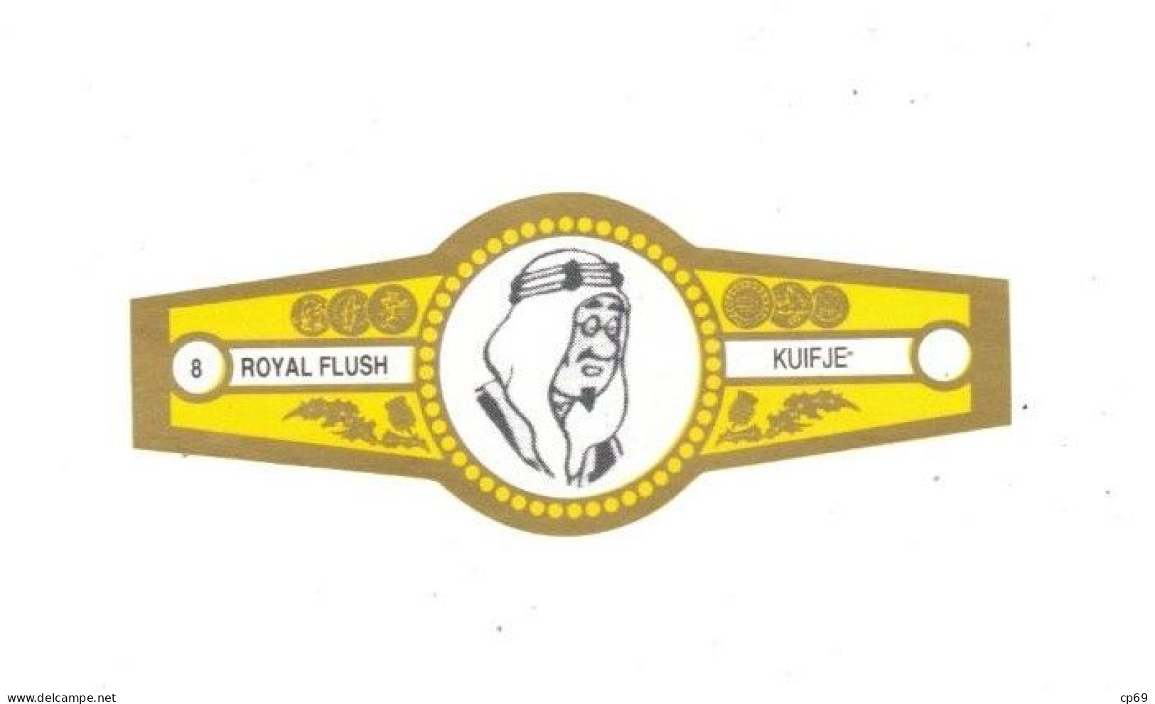 8) Bague De Cigare Série Tintin Jaune Dorée Royal Flush Kuifje Mohammed Ben Kalish Ezab En Superbe.Etat - Objets Publicitaires