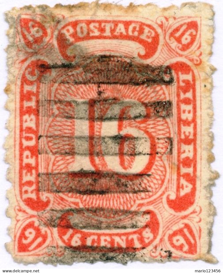 LIBERIA, NUMERAL, 1882, FRANCOBOLLI USATI Mi:LR 17, Scottn:LR 23, Yt:LR 17 - Liberia