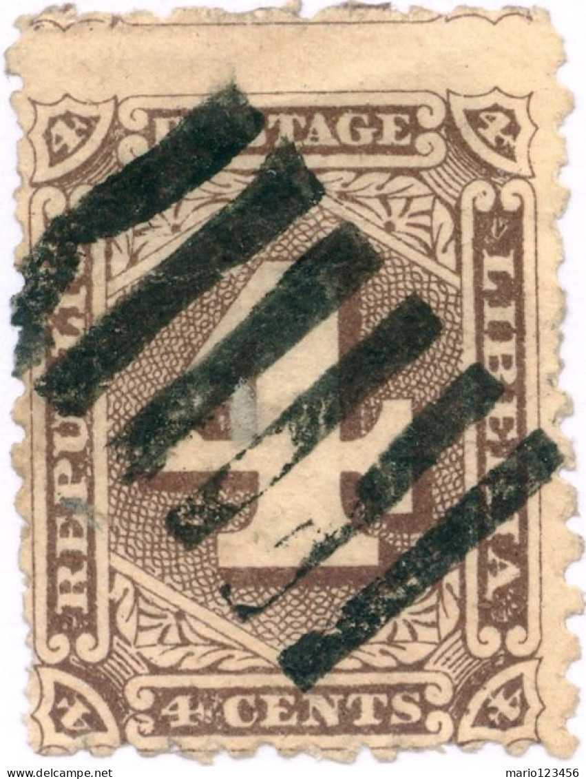 LIBERIA, NUMERAL, 1886, FRANCOBOLLI USATI Mi:LR 21, Scott:LR 27, Yt:LR 21 - Liberia