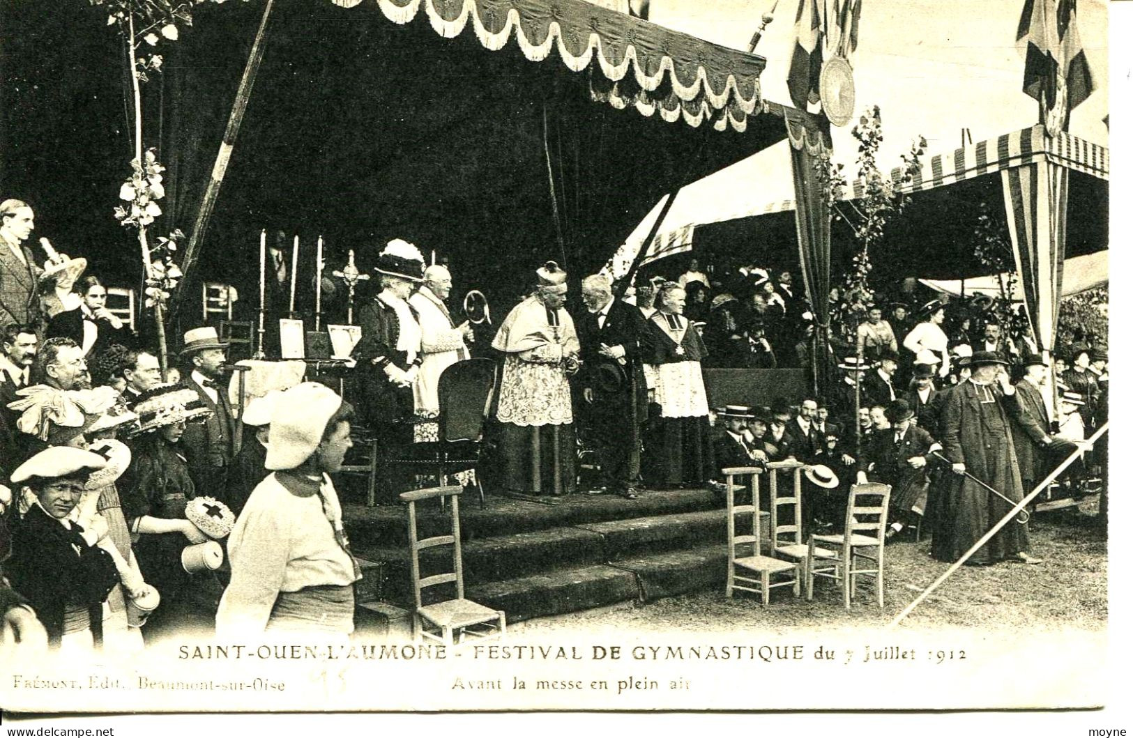 14805 -  SAINT OUEN L'AUMONE - FESTIVAL DE GYMNASTIQUE DUU 7 JUILLET 1912   AVANT LA MESSE EN PLEIN AIR - Saint-Ouen-l'Aumône