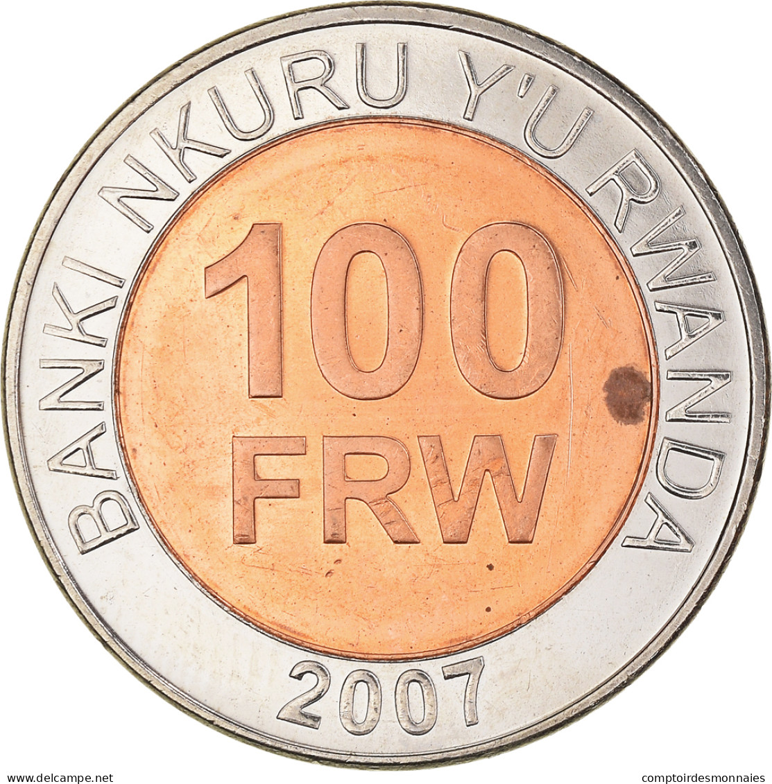 Monnaie, Rwanda, 100 Francs, 2007, British Royal Mint, TTB+, Bimétallique - Rwanda