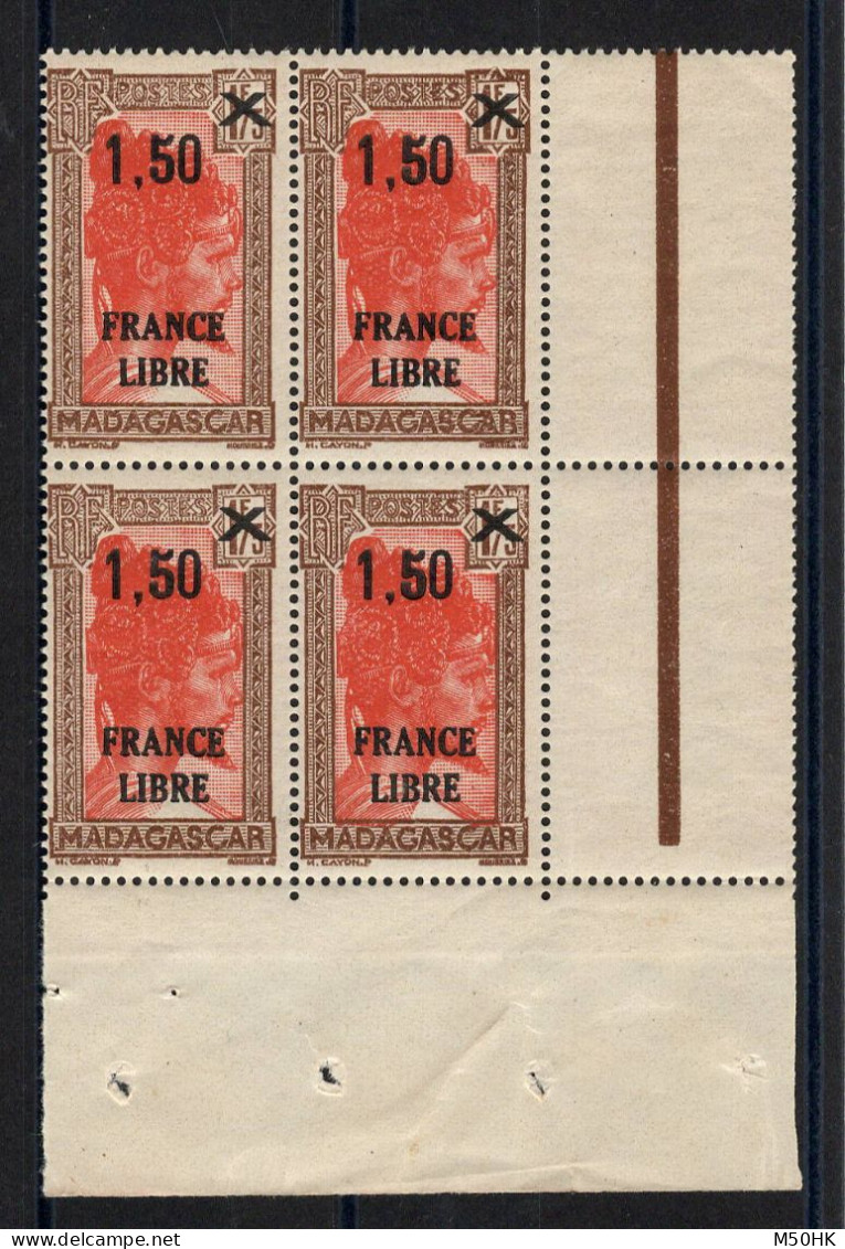 Madagascar - France Libre YV 262 N** MNH Luxe En Bloc De 4 CdF - Nuovi