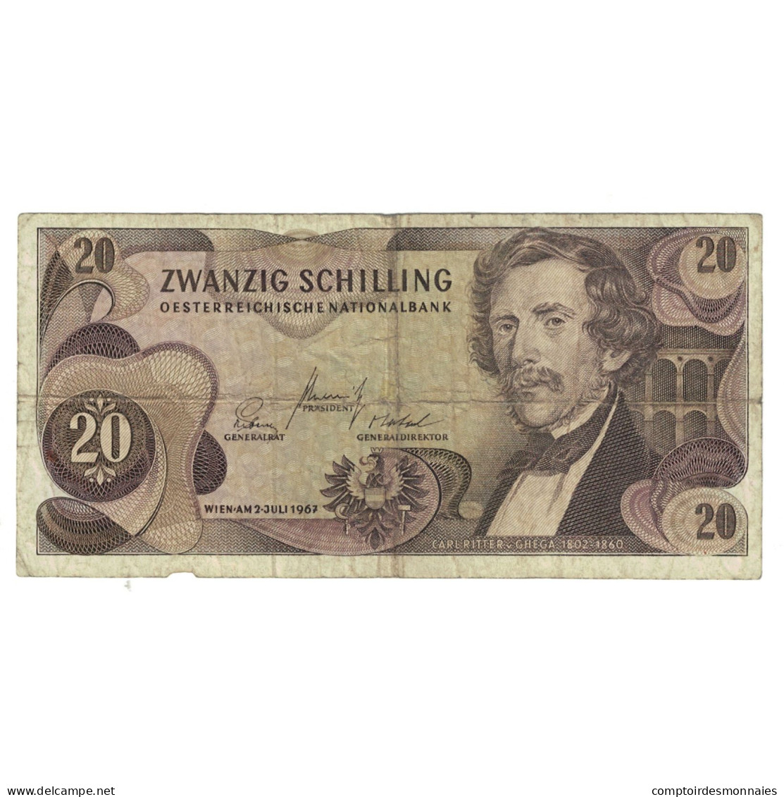 Billet, Autriche, 20 Schilling, 1966-1970, 1967-07-02, KM:142a, TB - Oesterreich