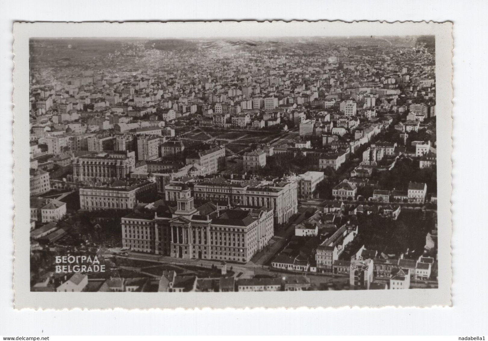 1940? YUGOSLAVIA,SERBIA,BELGRADE,ORIGINAL PHOTOGRAPH,AERIAL VIEW OF STATE RAILWAYS & FOREIGN OFFICE,POSTCARD,MINT - Jugoslawien