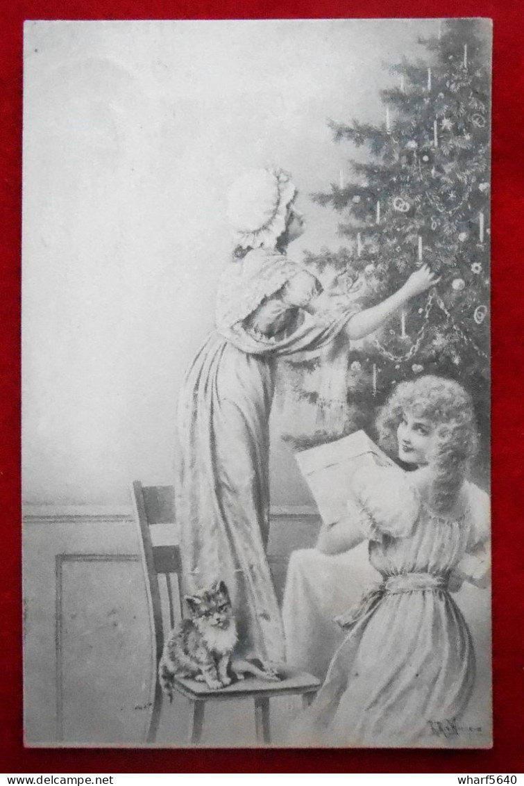 CPA  Précurseur M.M. Vienne N°118. Illustrateur Wichera. Jeunes Filles, Chat, Sapin De Noël - Wichera