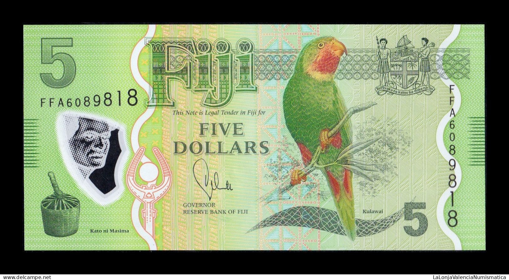 Fiji 5 Dollars ND (2012) Pick 115a Polymer Sc Unc - Fiji