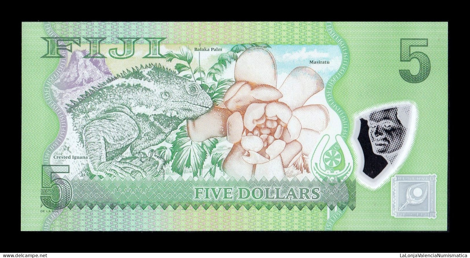 Fiji 5 Dollars ND (2012) Pick 115a Polymer Sc Unc - Figi